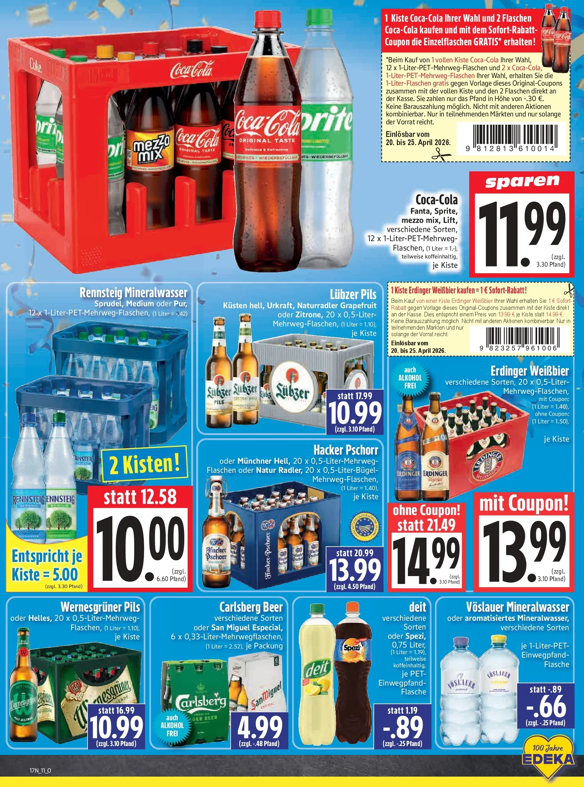 Angebote - Edeka Hahner: Wochenangebote (ab 19.04.2026) zum Blättern | Seite: 14 | Produkte: Erdinger, Carlsberg, Bier, Pils
