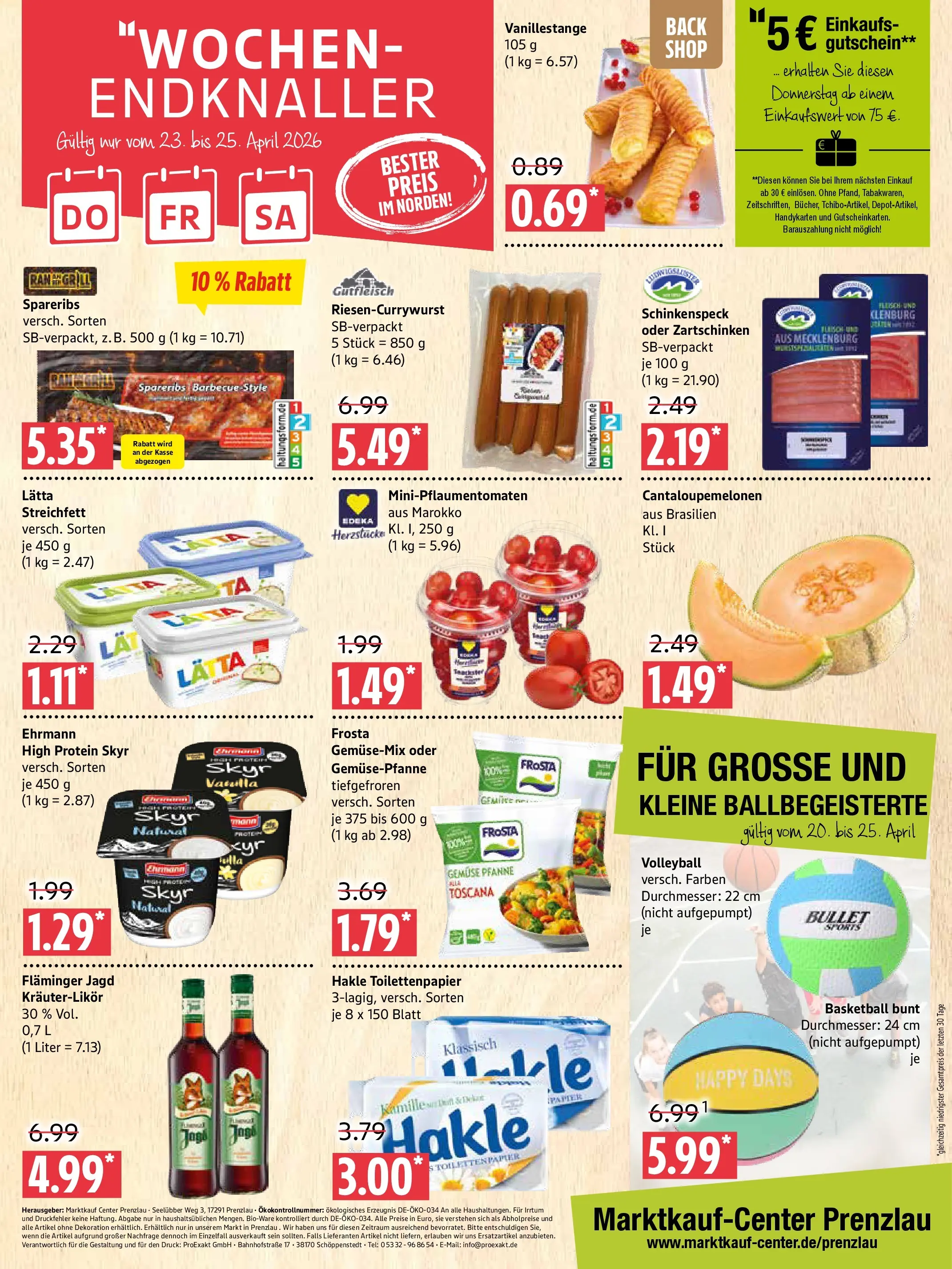 Marktkauf Prospekt Prenzlau	 (ab 20.04.2026) » Angebote online | Seite: 12 | Produkte: Volleyball, Basketball, Lätta, Toilettenpapier