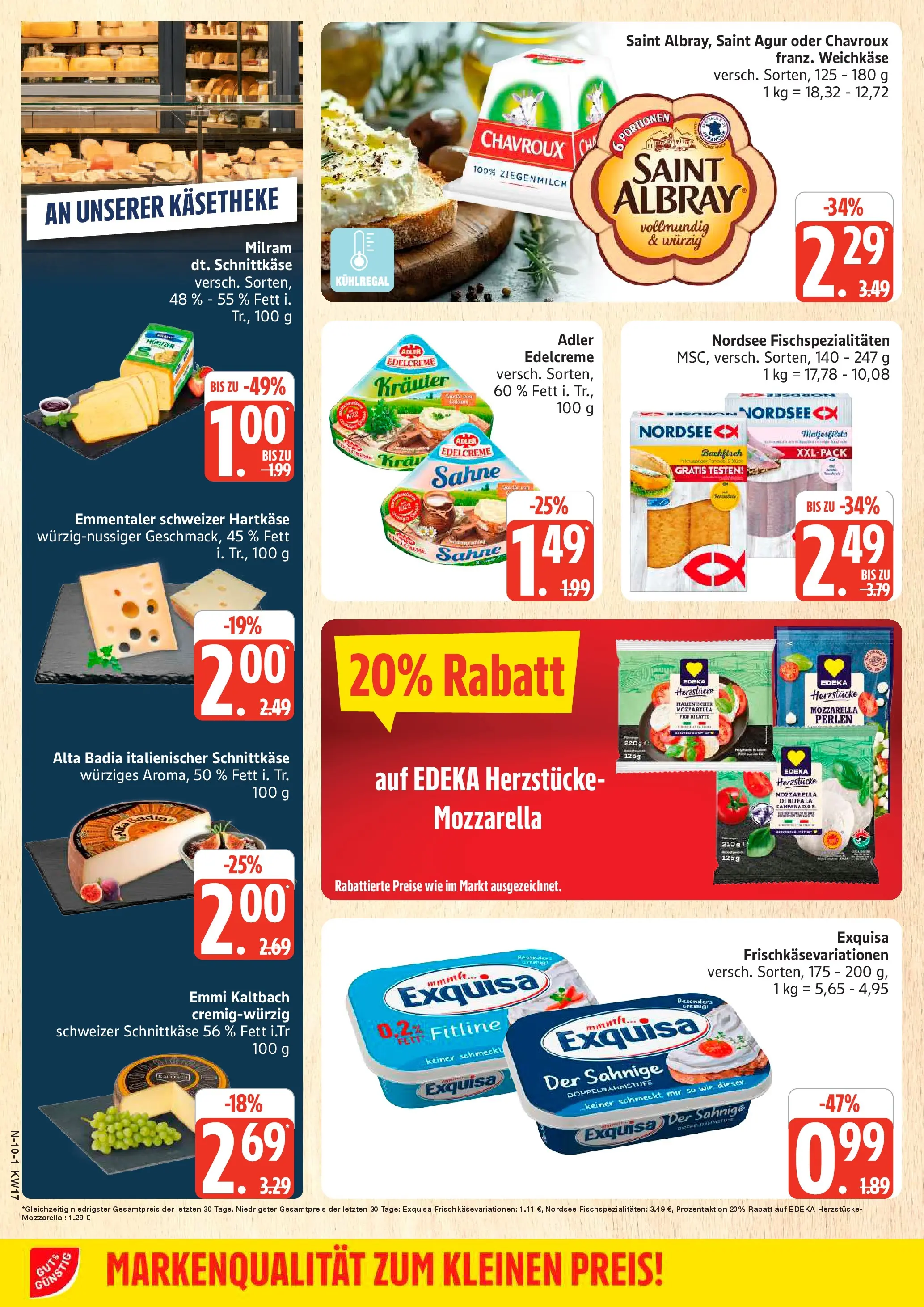Marktkauf Prospekt Cuxhaven	 (ab 20.04.2026) » Angebote online | Seite: 10 | Produkte: Mozzarella, Exquisa, Milram, Sahne