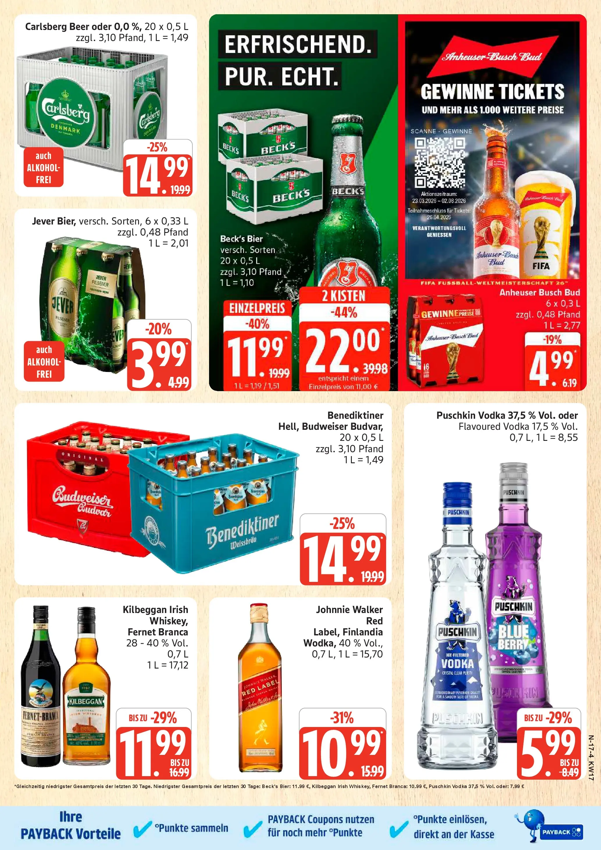 Angebote (ab 20.04.2026) » Angebote Online | Seite: 17 | Produkte: Bier, Wodka, Whiskey, Fernet branca