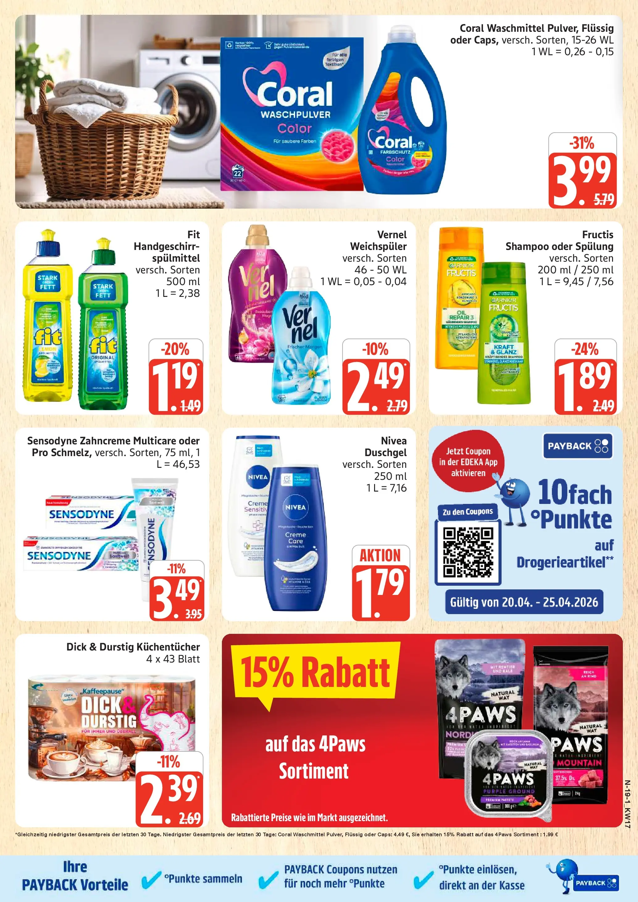 Marktkauf Prospekt Cuxhaven	 (ab 20.04.2026) » Angebote online | Seite: 19 | Produkte: Coral, Coral waschmittel, Spülung, Duschgel