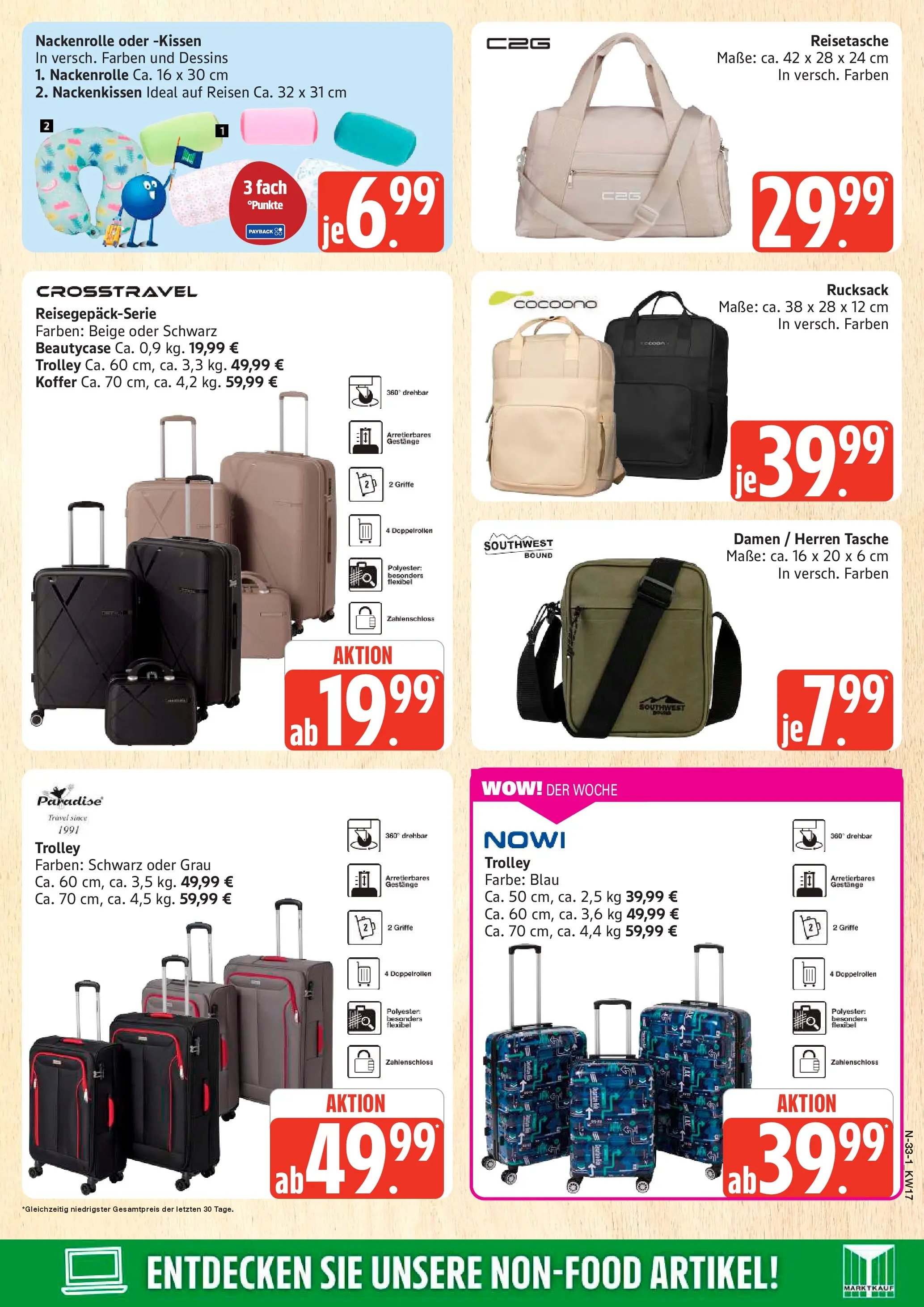 Marktkauf Prospekt Cuxhaven	 (ab 20.04.2026) » Angebote online | Seite: 33 | Produkte: Tasche, Kissen, Rucksack, Koffer