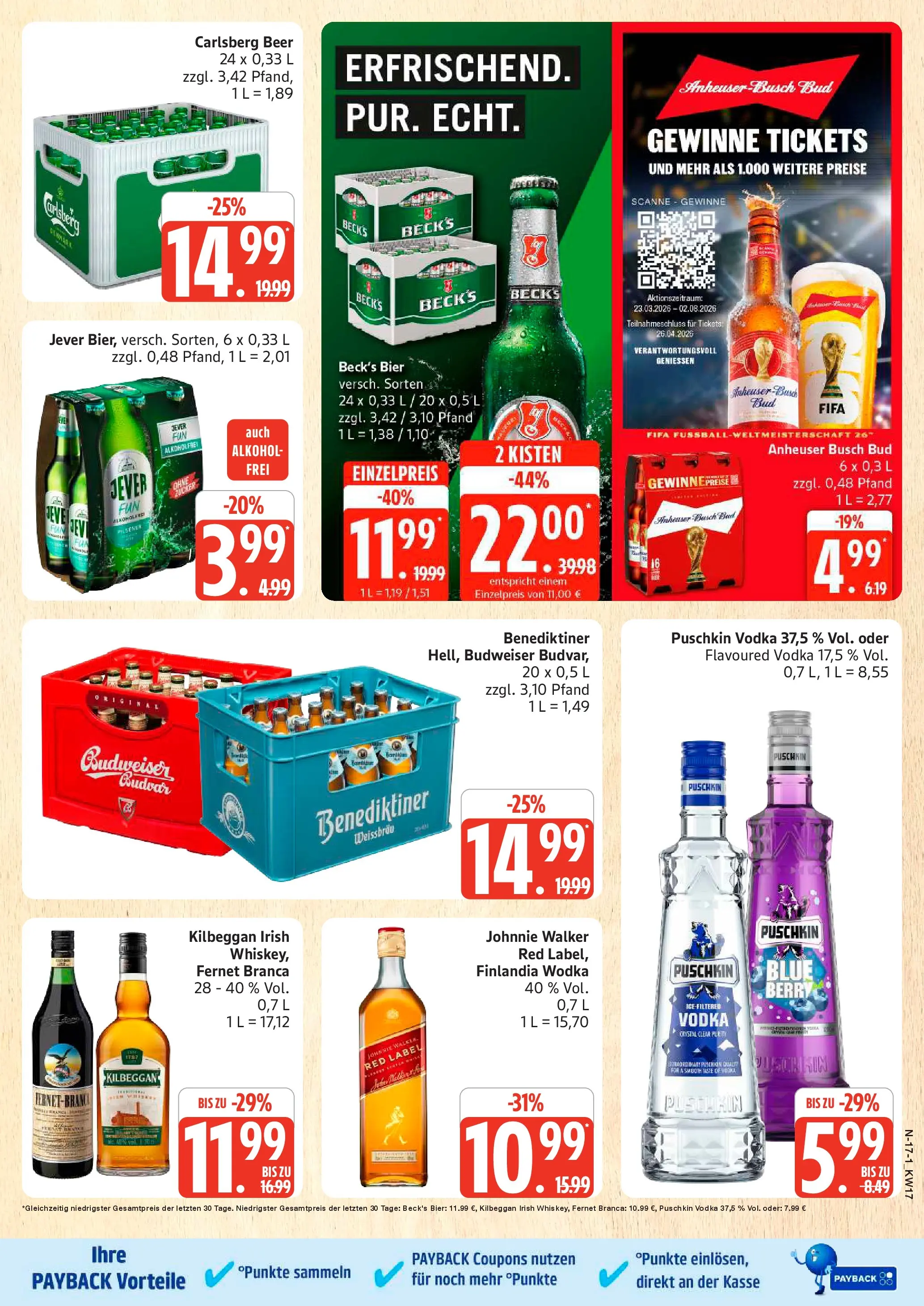 Marktkauf Prospekt Cuxhaven	 (ab 20.04.2026) » Angebote online | Seite: 17 | Produkte: Bier, Jever, Johnnie walker, Fernet branca
