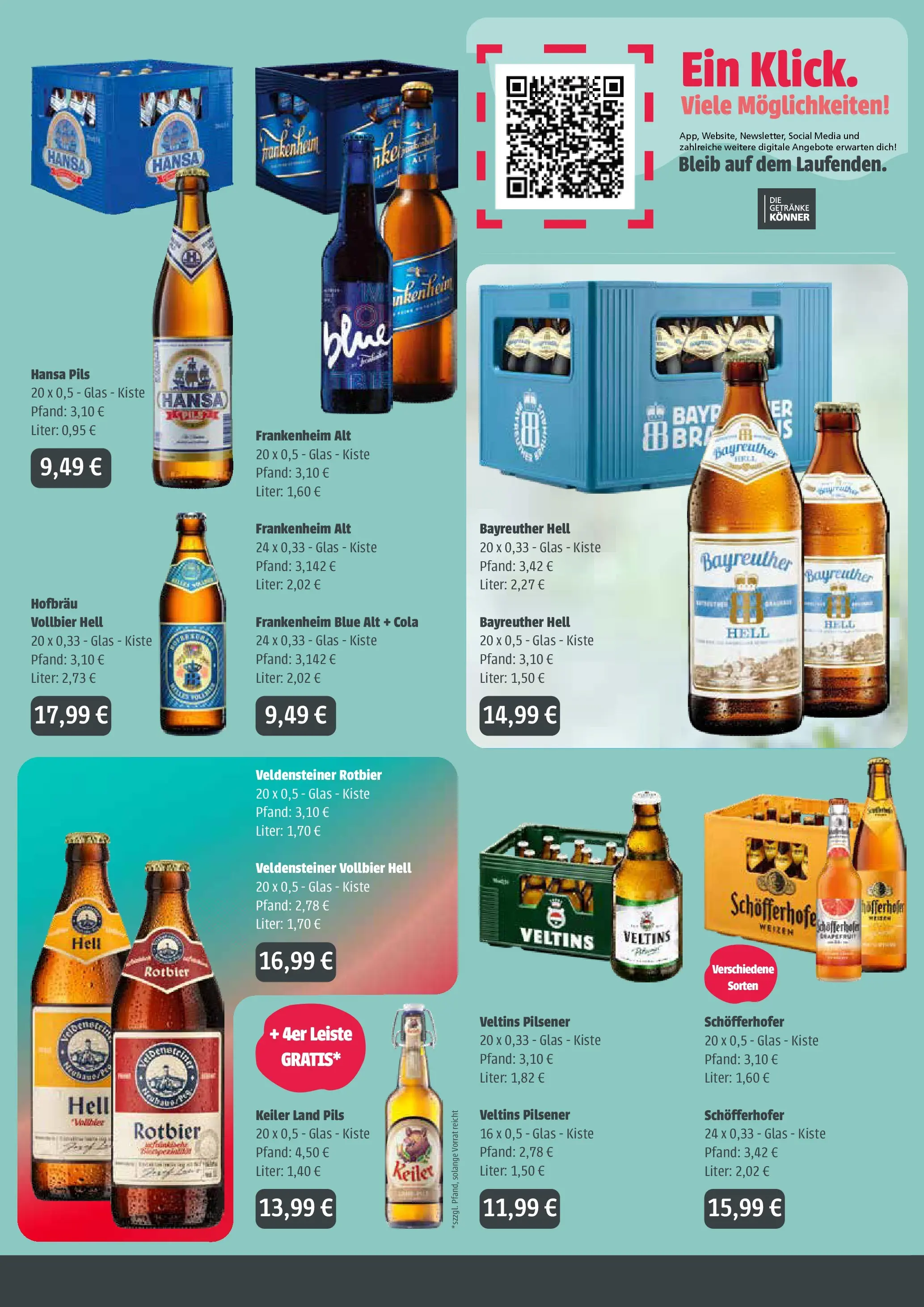 Angebote - Getränke Ellerkamp: Getränkeangebote (ab 19.04.2026) zum Blättern | Seite: 2 | Produkte: Bayreuther hell, Cola, Pils, Veltins