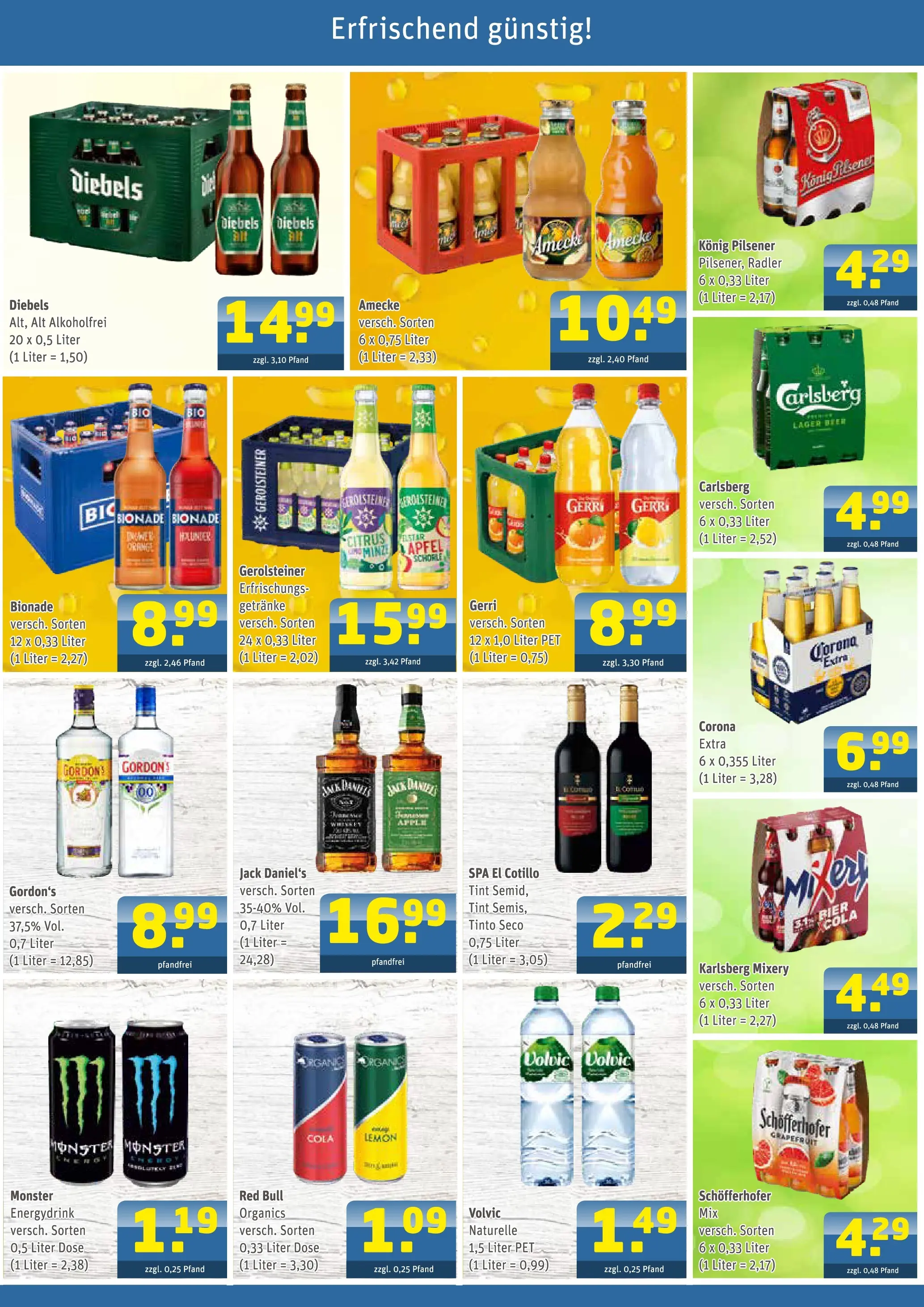 Angebote - Getränke Arena: Getränkeangebote (ab 19.04.2026) zum Blättern | Seite: 3 | Produkte: Konig pilsener, Jack Daniel's, Volvic, Gerolsteiner