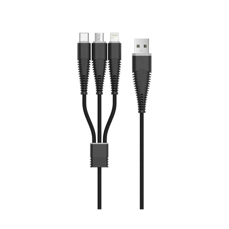 Кабел DEVIA FISH 3 в 1 microUSB-lightning-type c