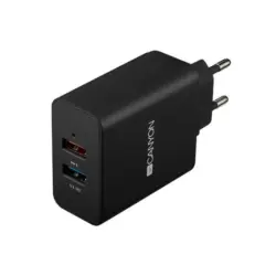 Зарядно устройство Canyon CNE-CHA07B 2xUSB 100-220V/5V QC