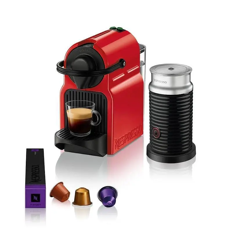 Кафемашина с капсули NESPRESSO Inissia Червена & Aeroccino