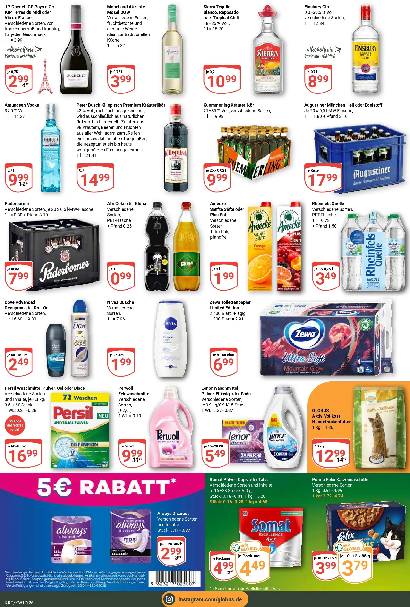 Globus Prospekt Krefeld	 (ab 20.04.2026) » Angebote online | Seite: 3 | Produkte: Deospray, Saft, Rheinfels quelle, Toilettenpapier