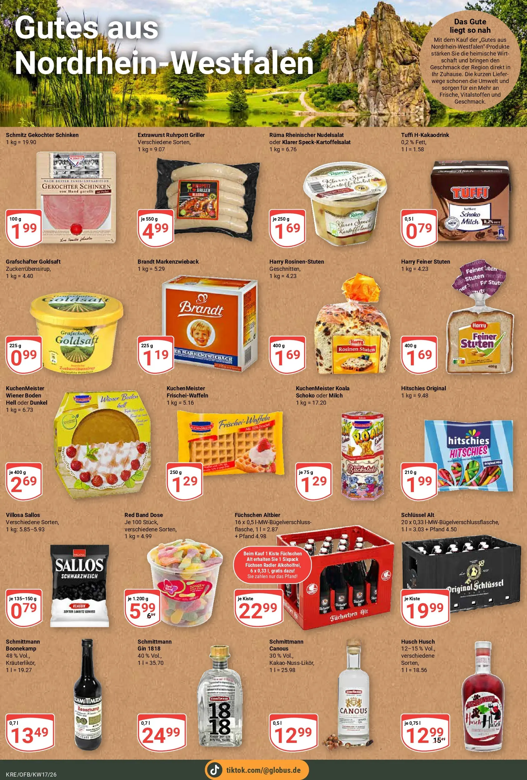 Globus Prospekt Krefeld	 (ab 20.04.2026) » Angebote online | Seite: 15 | Produkte: Milch, Rosinen, Schinken, Gin