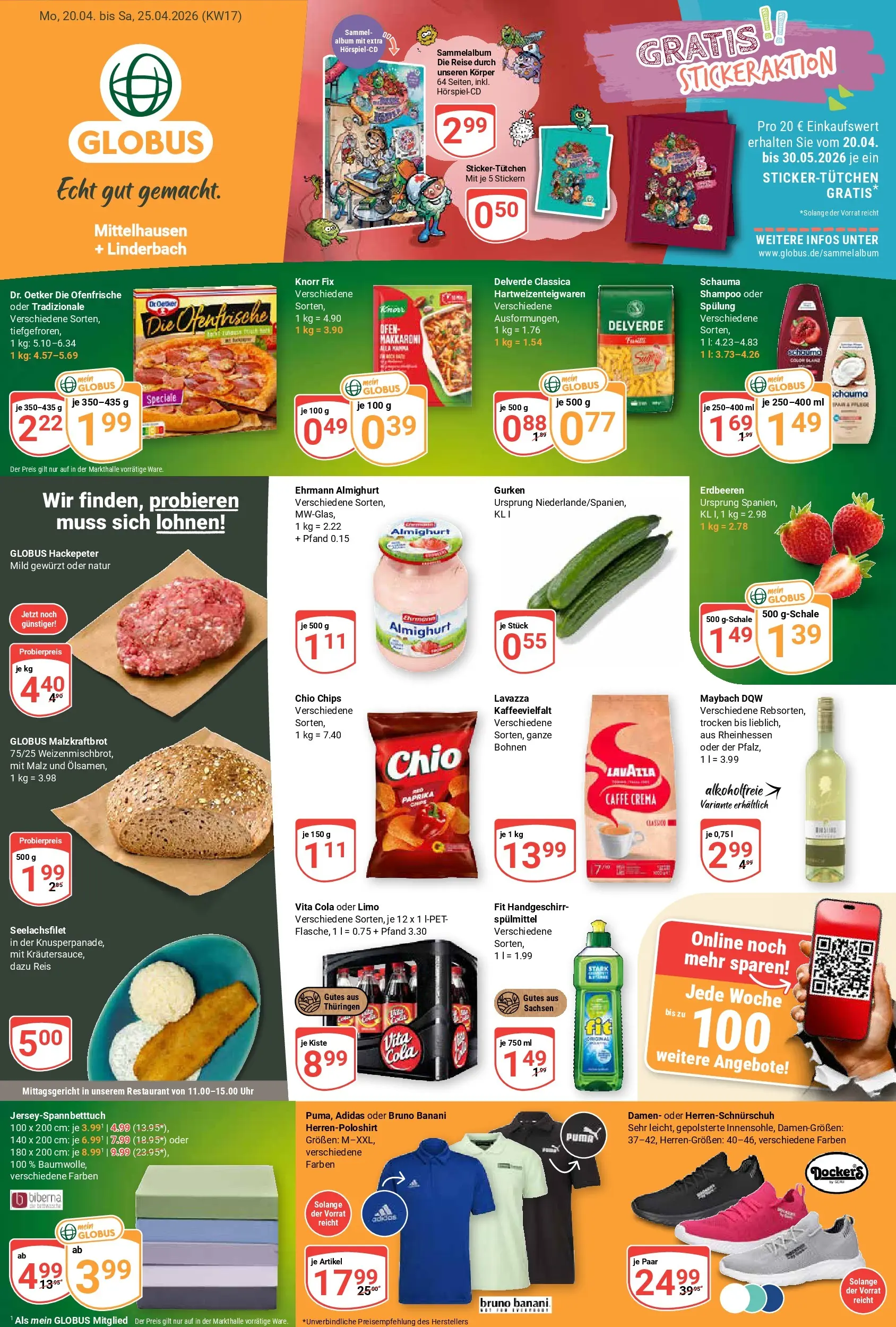 Globus Prospekt Mittelhausen	 (ab 20.04.2026) » Angebote online | Seite: 3 | Produkte: Ehrmann almighurt, Vita cola, Reis, Gurken