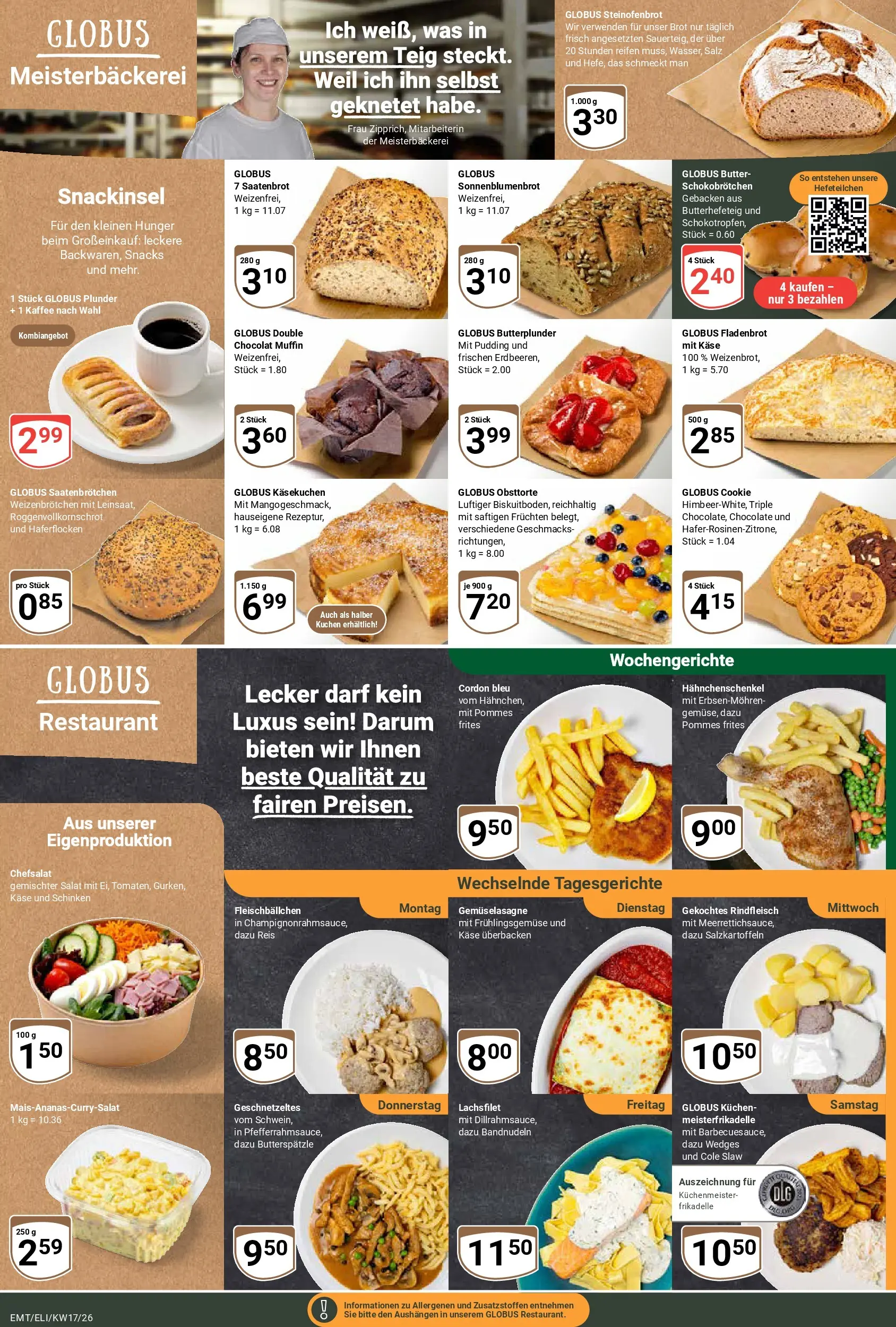 Globus Prospekt Mittelhausen	 (ab 20.04.2026) » Angebote online | Seite: 8 | Produkte: Hahnchenschenkel, Käse, Pommes frites, Kuchen