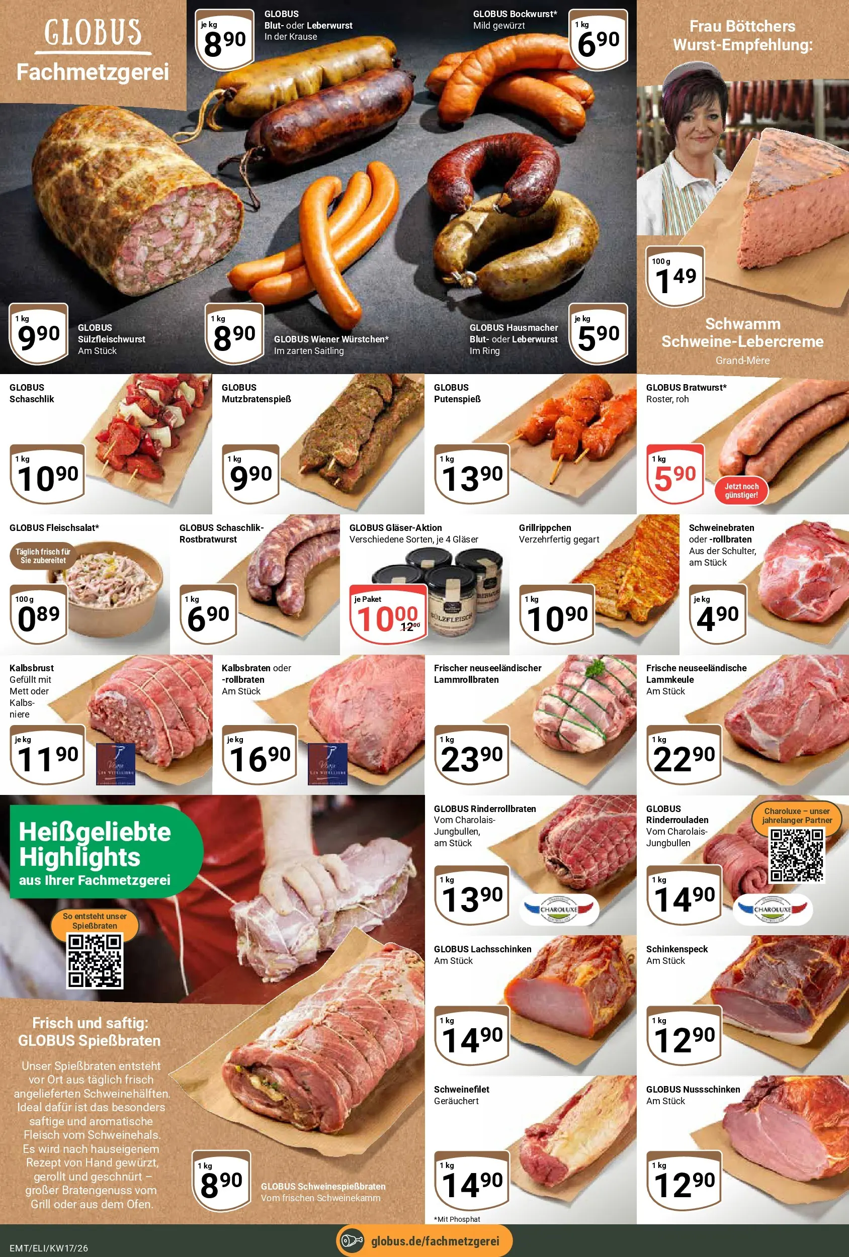 Globus Prospekt Mittelhausen	 (ab 20.04.2026) » Angebote online | Seite: 9 | Produkte: Rinderrouladen, Lammkeule, Grill, Fleisch