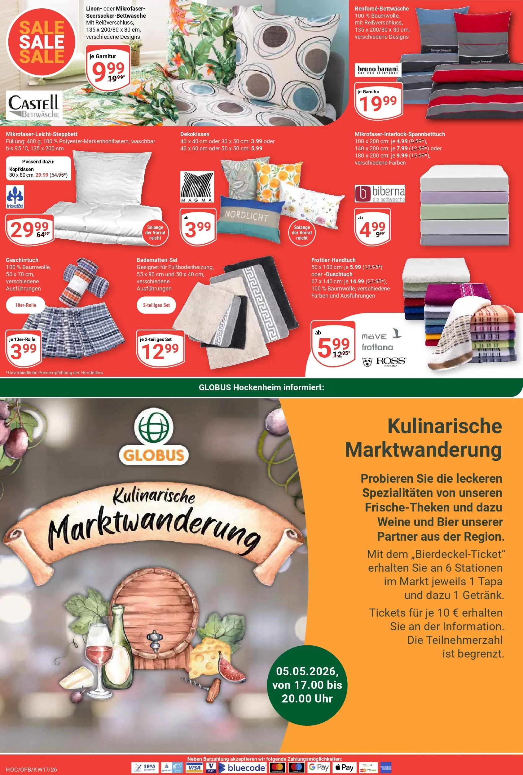 Globus Prospekt Hockenheim	 (ab 20.04.2026) » Angebote online | Seite: 20 | Produkte: Bier, Bettwäsche, Kopfkissen, Uhr