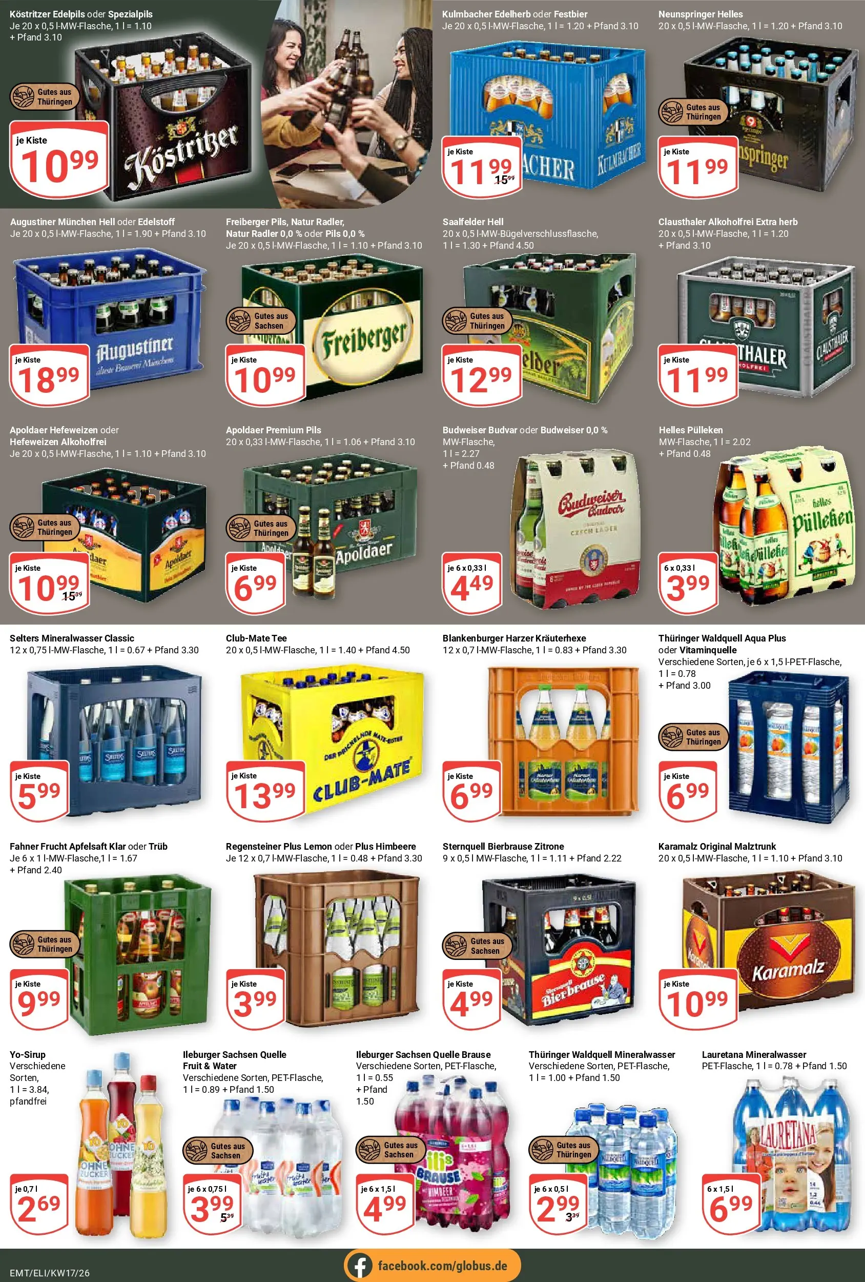 Globus Prospekt Mittelhausen	 (ab 20.04.2026) » Angebote online | Seite: 19 | Produkte: Helles pulleken, Pils, Mineralwasser, Tee