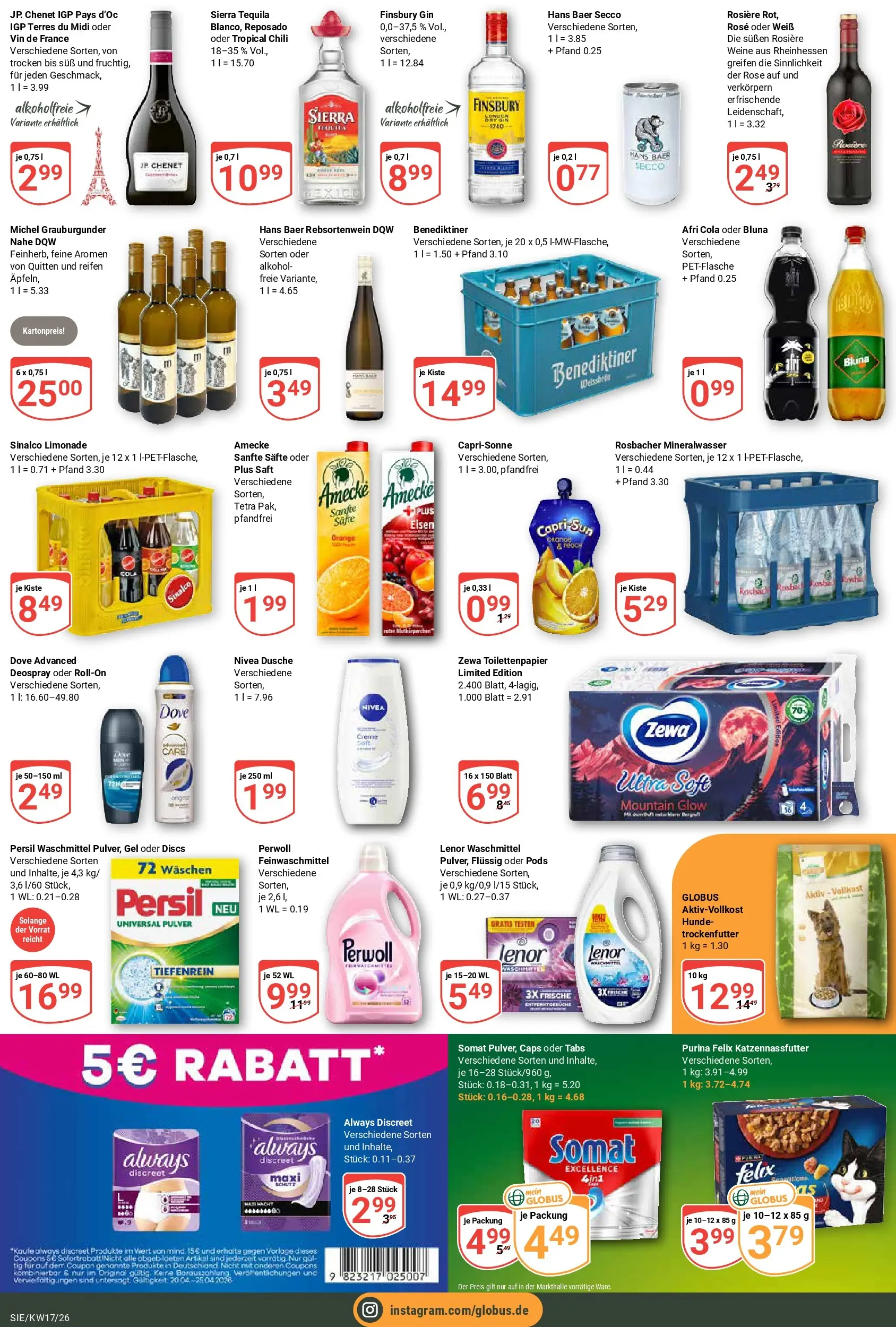 Globus Prospekt Siegen	 (ab 20.04.2026) » Angebote online | Seite: 3 | Produkte: Limonade, Mineralwasser, Saft, Persil
