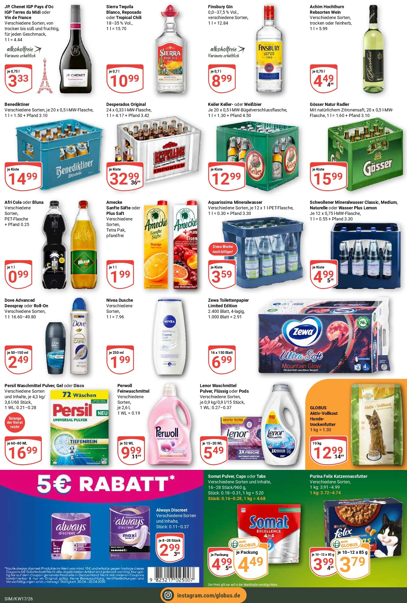 Globus Prospekt Simmern	 (ab 20.04.2026) » Angebote online | Seite: 3 | Produkte: Dusche, Mineralwasser, Tequila, Deospray