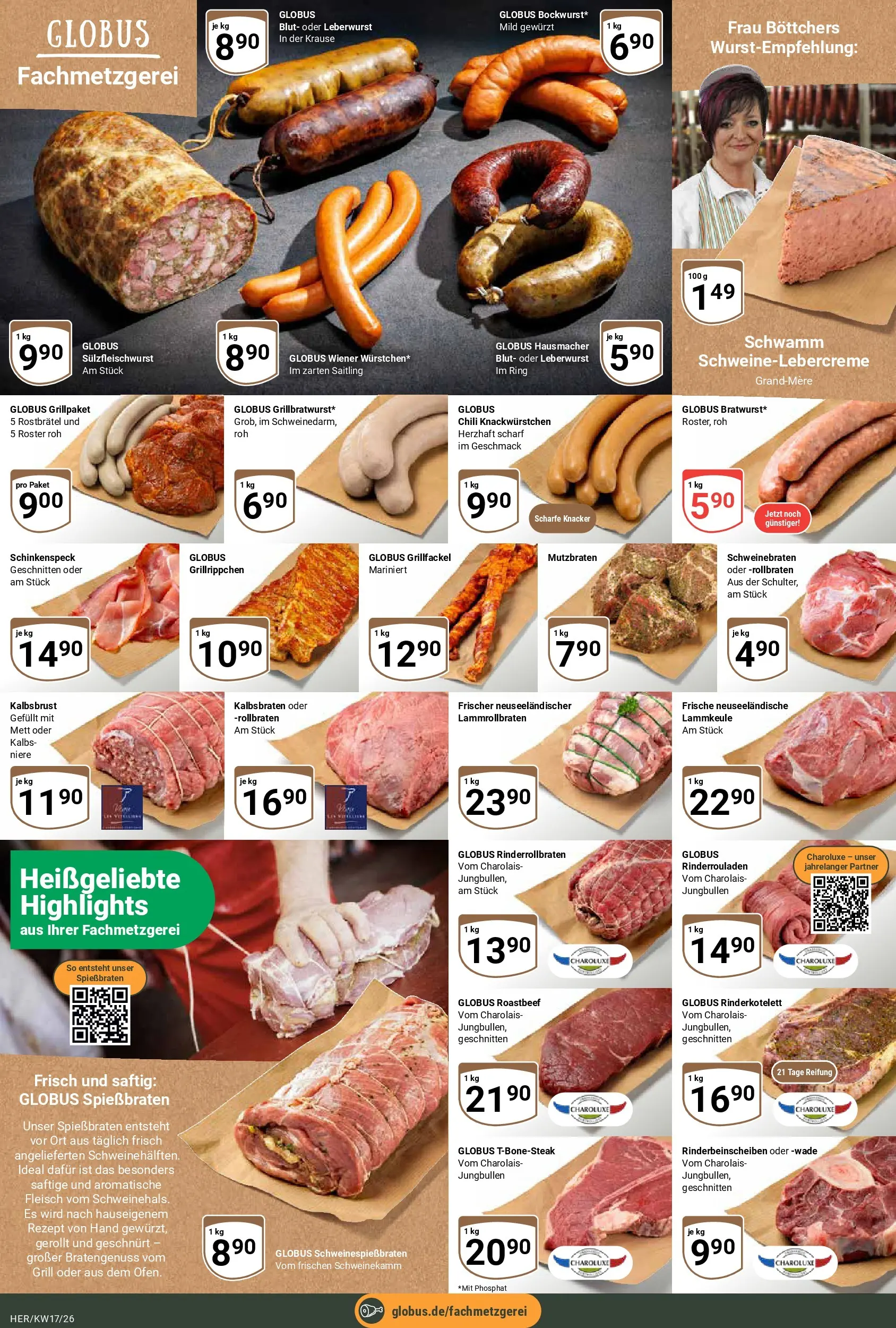 Globus Prospekt Hermsdorf	 (ab 20.04.2026) » Angebote online | Seite: 9 | Produkte: Rinderrouladen, Ofen, Lammkeule, Fleisch
