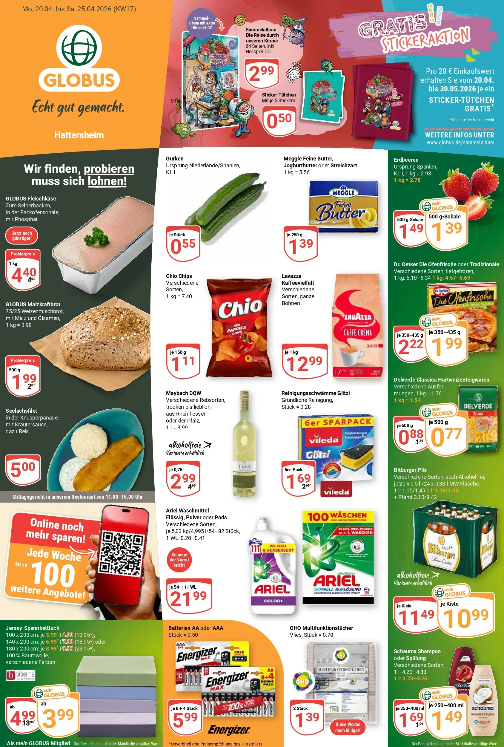 Globus Prospekt Hattersheim	 (ab 20.04.2026) » Angebote online | Seite: 1 | Produkte: Ariel, Ofenfrische, Paprika, Uhr