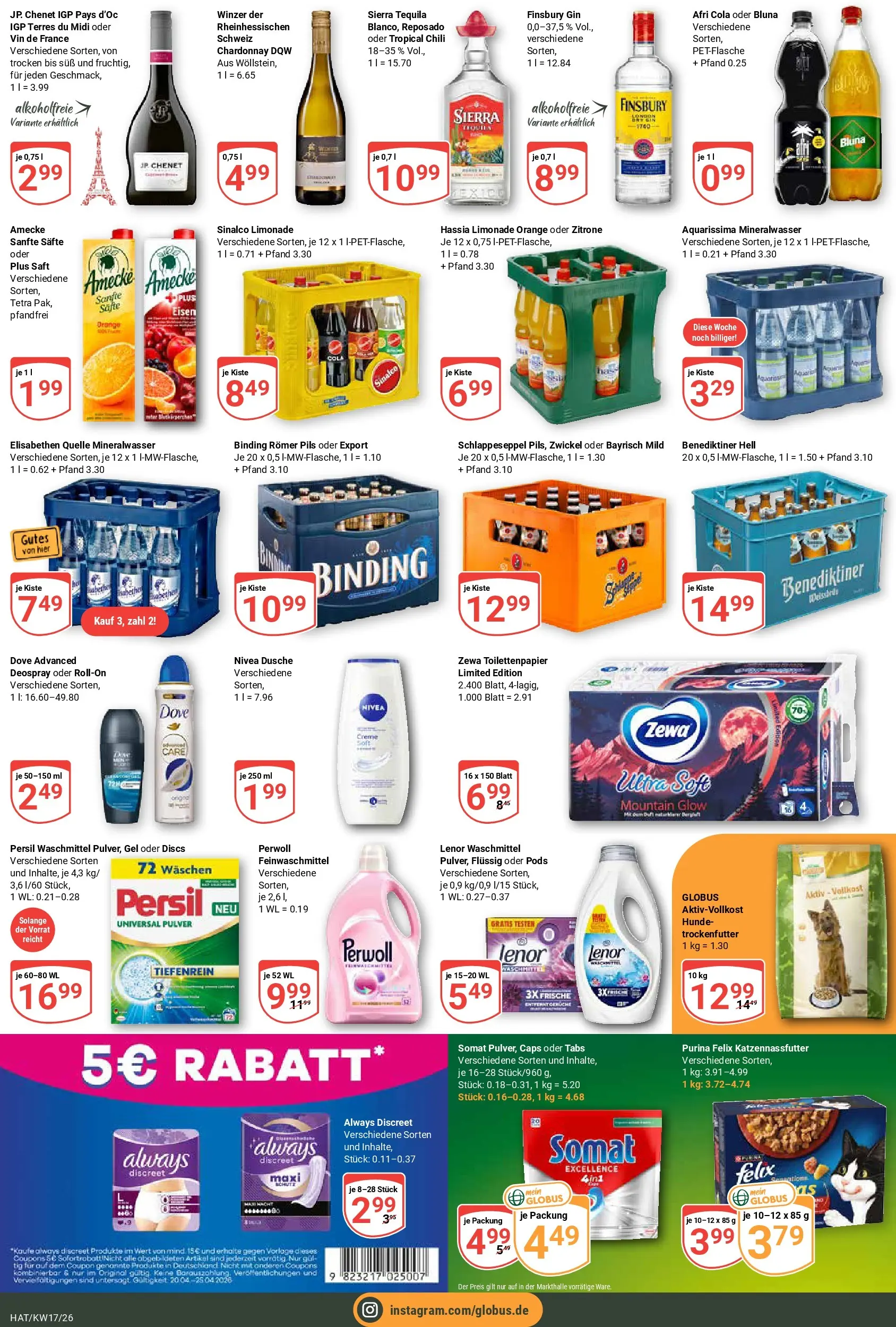 Globus Prospekt Hattersheim	 (ab 20.04.2026) » Angebote online | Seite: 3 | Produkte: Dusche, Tequila, Saft, Persil
