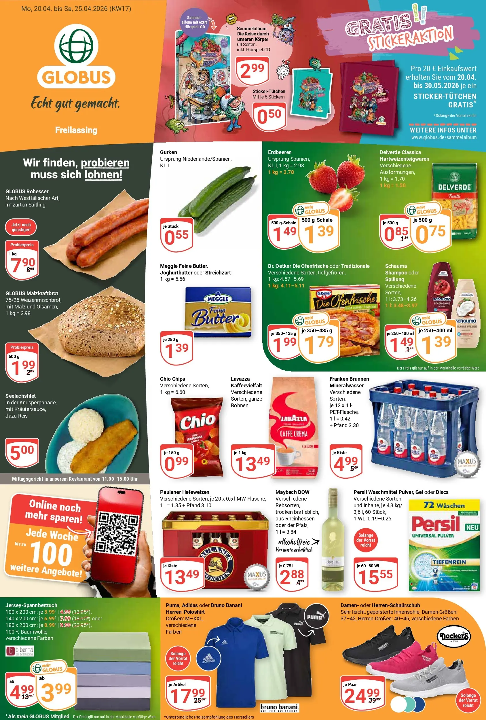 Globus Prospekt Freilassing	 (ab 20.04.2026) » Angebote online | Seite: 1 | Produkte: Lavazza, Spülung, Mineralwasser, Chips