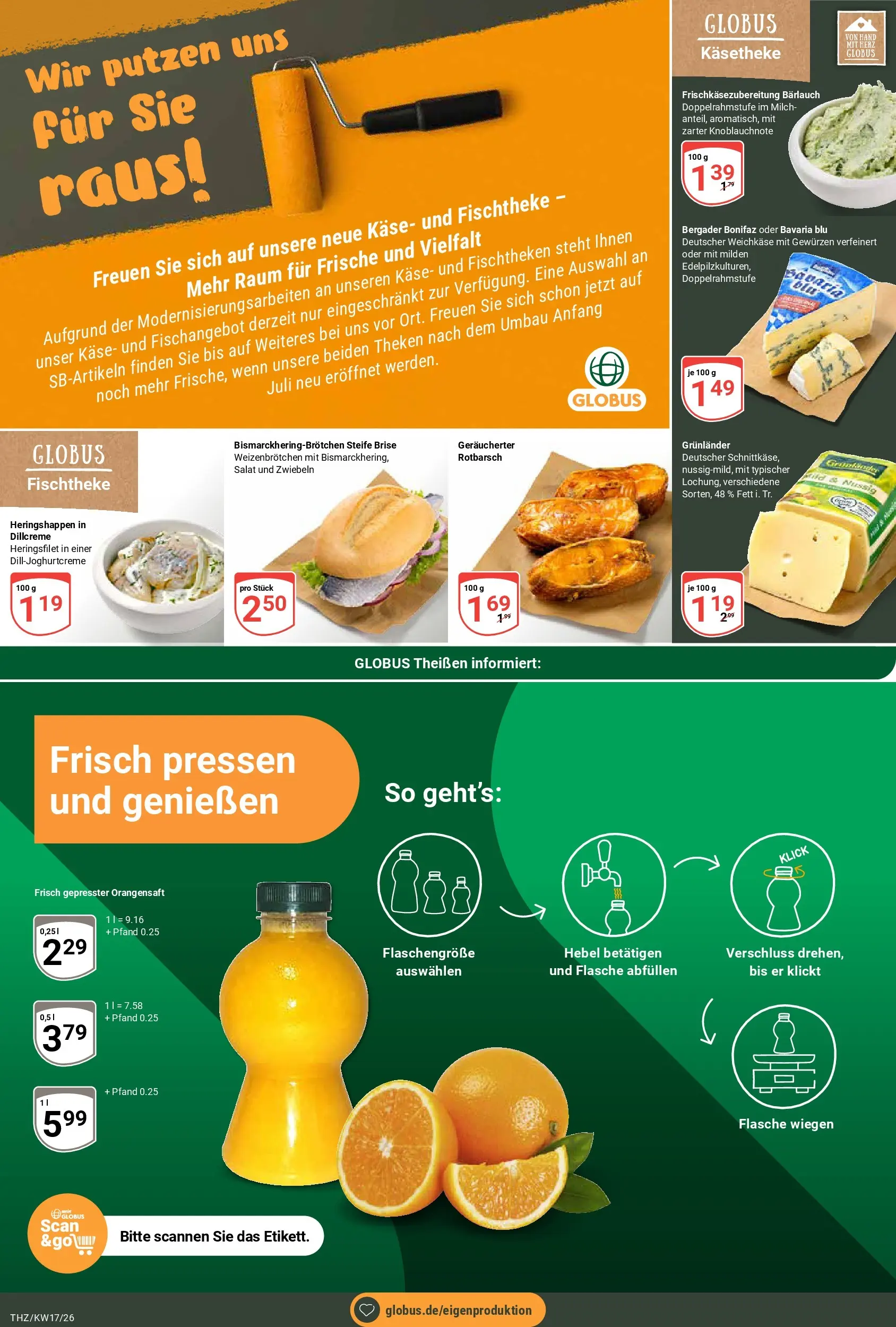 Globus Prospekt Zeitz	 (ab 20.04.2026) » Angebote online | Seite: 10 | Produkte: Milch, Orangensaft, Grunlander, Salat