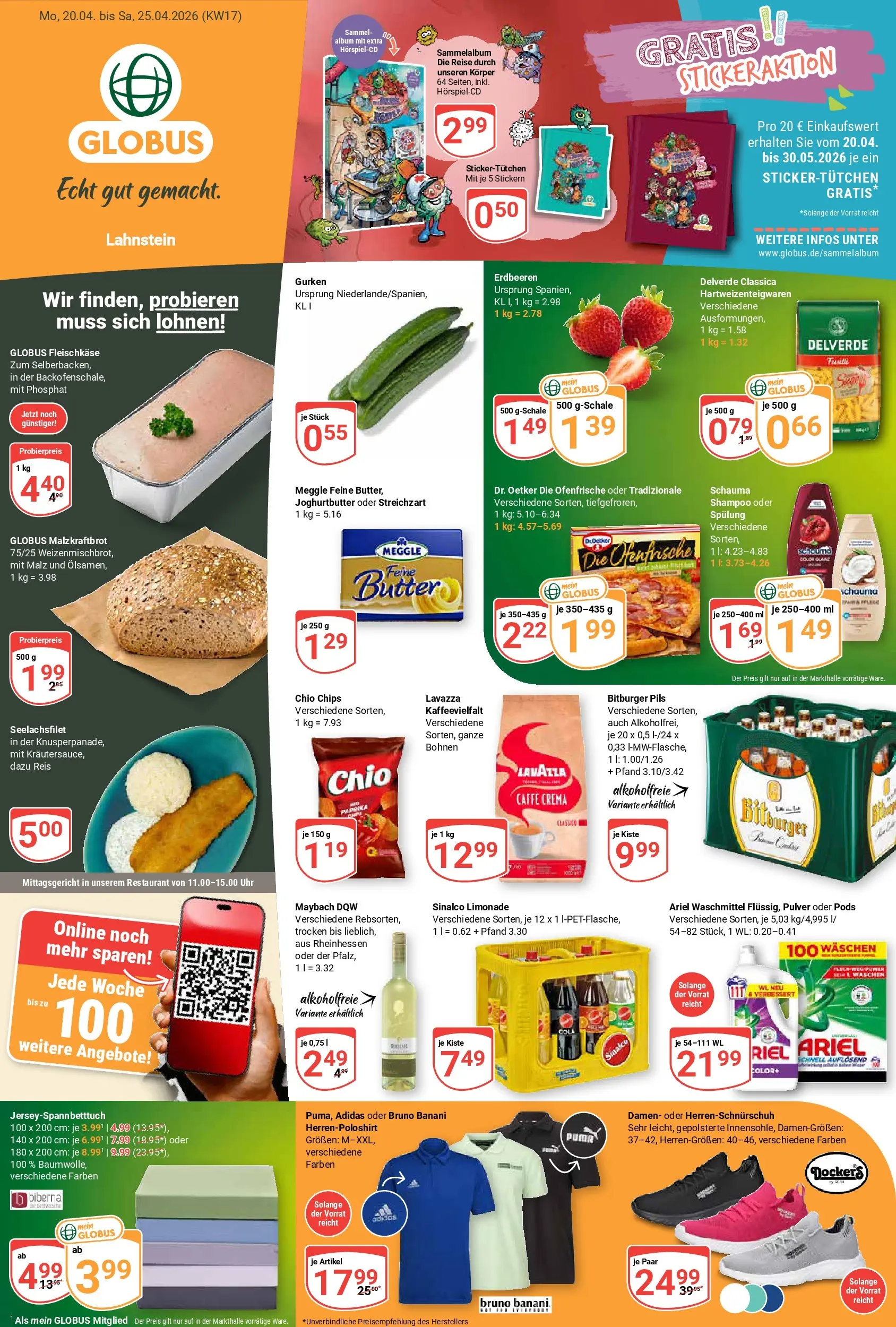 Globus Prospekt Lahnstein	 (ab 20.04.2026) » Angebote online | Seite: 1 | Produkte: Butter, Paprika, Erdbeeren, Gurken