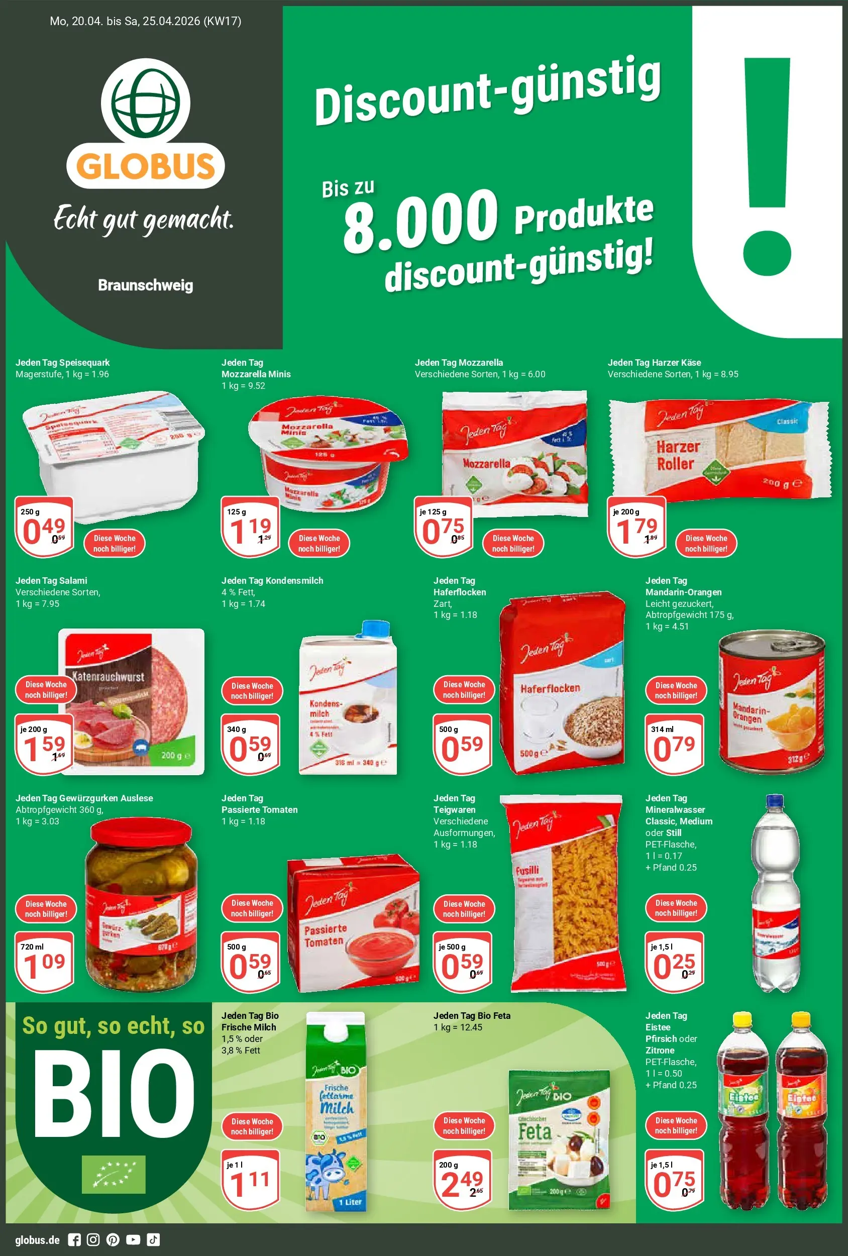 Globus Prospekt Braunschweig	 (ab 20.04.2026) » Angebote online | Seite: 1 | Produkte: Feta, Tomaten, Pfirsich, Speisequark