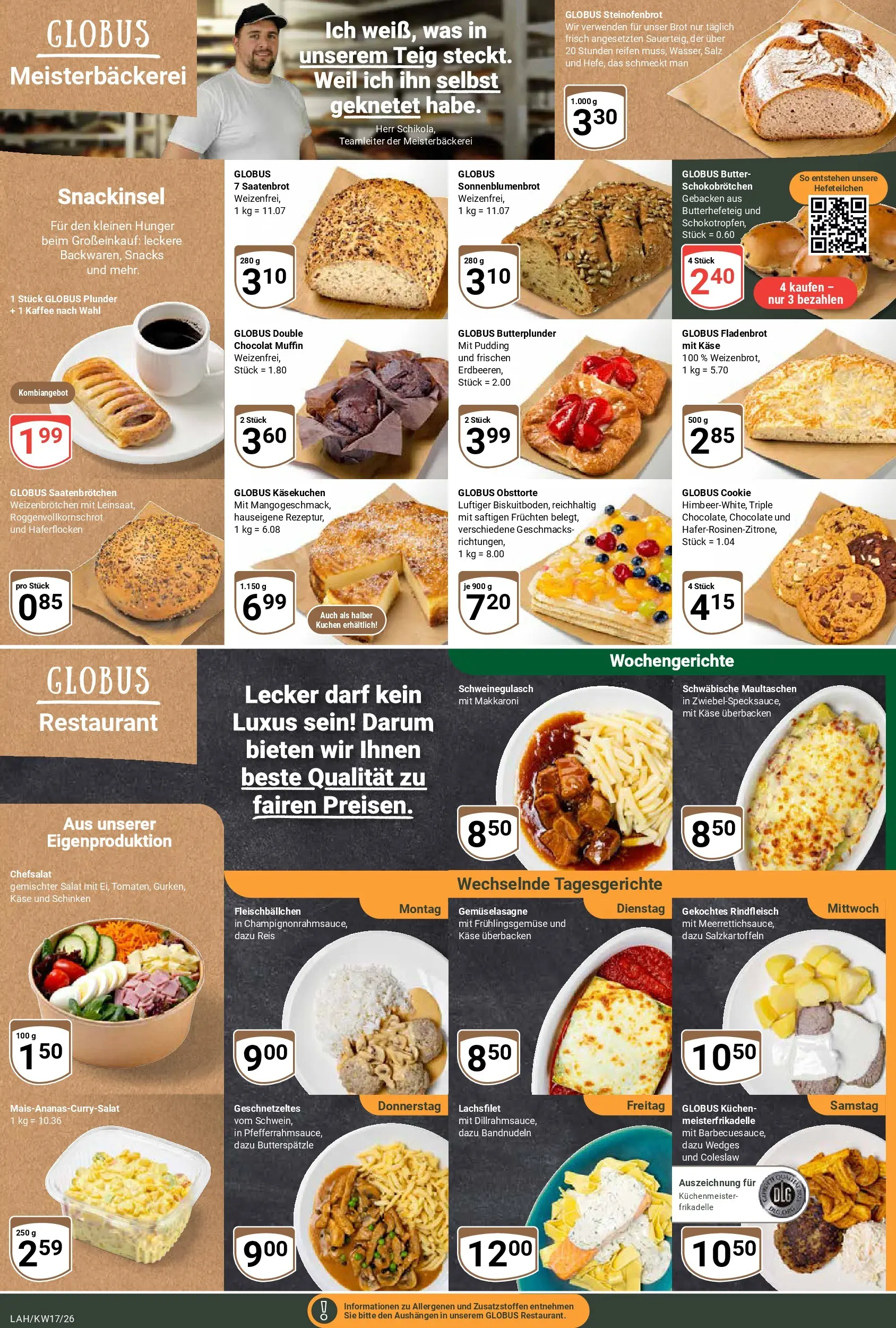 Globus Prospekt Lahnstein	 (ab 20.04.2026) » Angebote online | Seite: 8 | Produkte: Schweinegulasch, Kaffee, Brot, Schinken