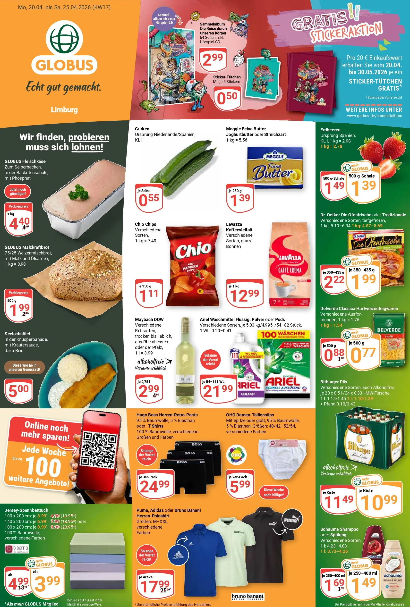 Globus Prospekt Limburg	 (ab 19.04.2026) » Angebote online | Seite: 1 | Produkte: Bitburger, Lavazza, Shampoo, Spülung