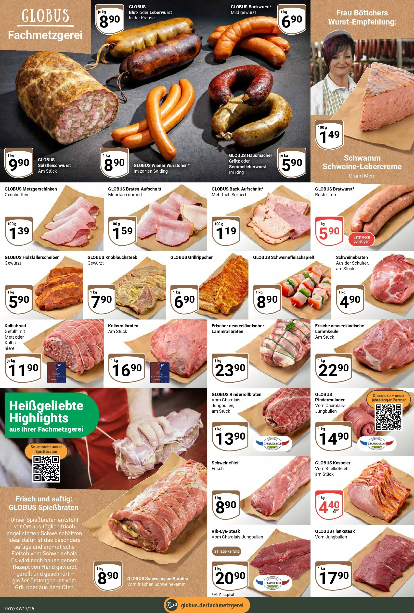 Globus Prospekt Hoyerswerda	 (ab 20.04.2026) » Angebote online | Seite: 9 | Produkte: Rinderrouladen, Lammkeule, Schweinefilet, Fleisch