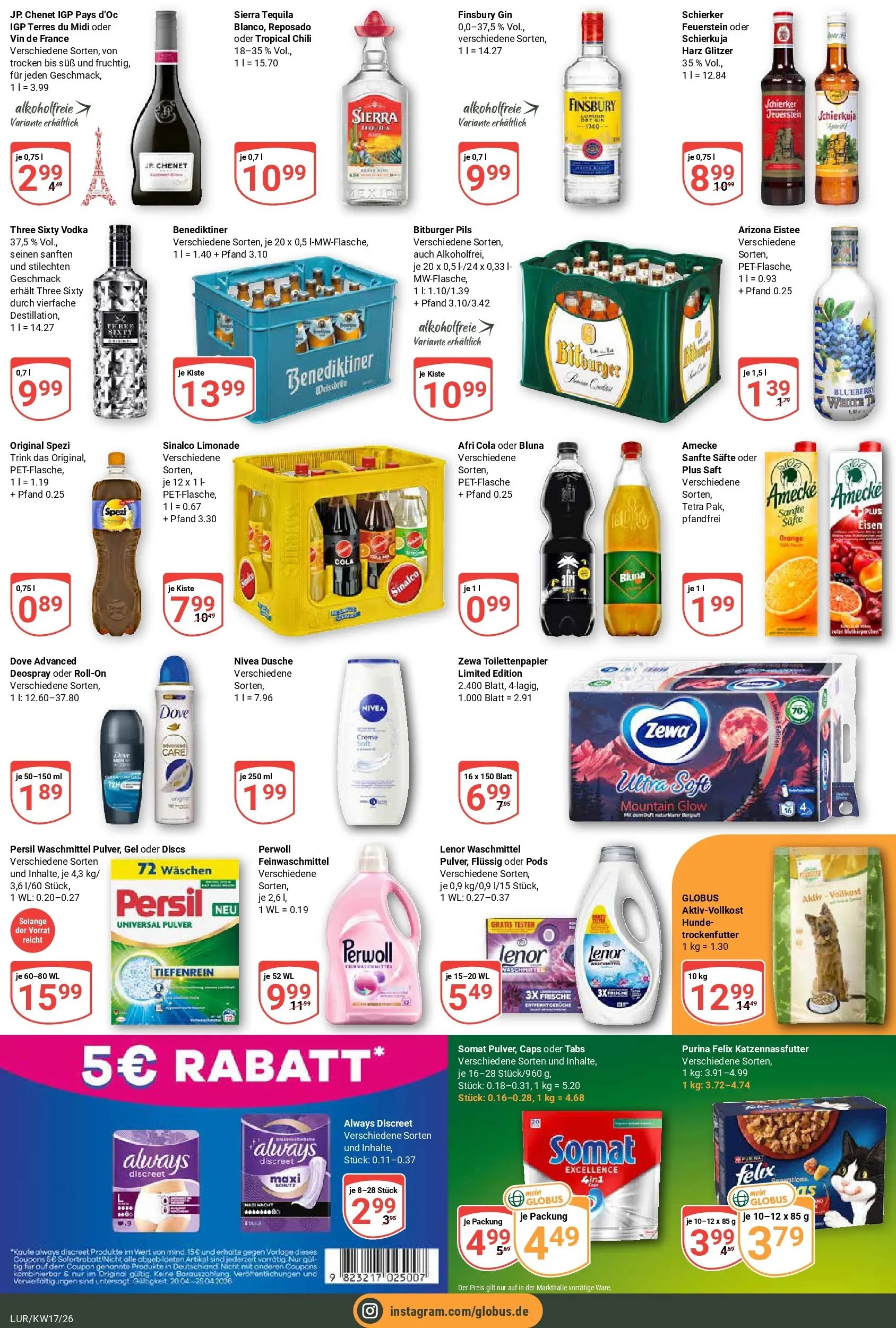 Globus Prospekt Hamburg	 (ab 20.04.2026) » Angebote online | Seite: 5 | Produkte: Dusche, Perwoll, Vodka, Toilettenpapier
