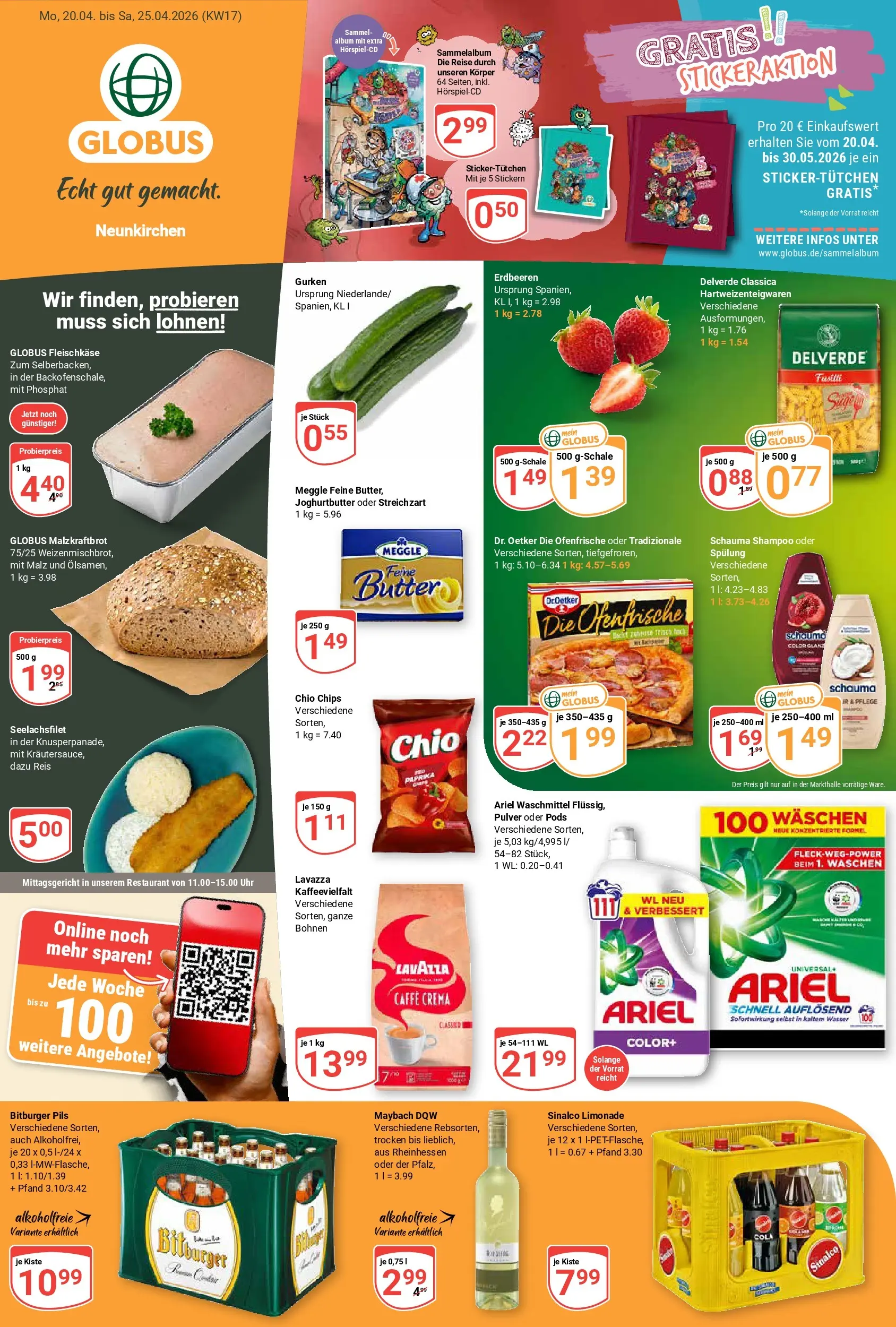 Globus Prospekt Neunkirchen	 (ab 20.04.2026) » Angebote online | Seite: 1 | Produkte: Butter, Shampoo, Wasser, Reis