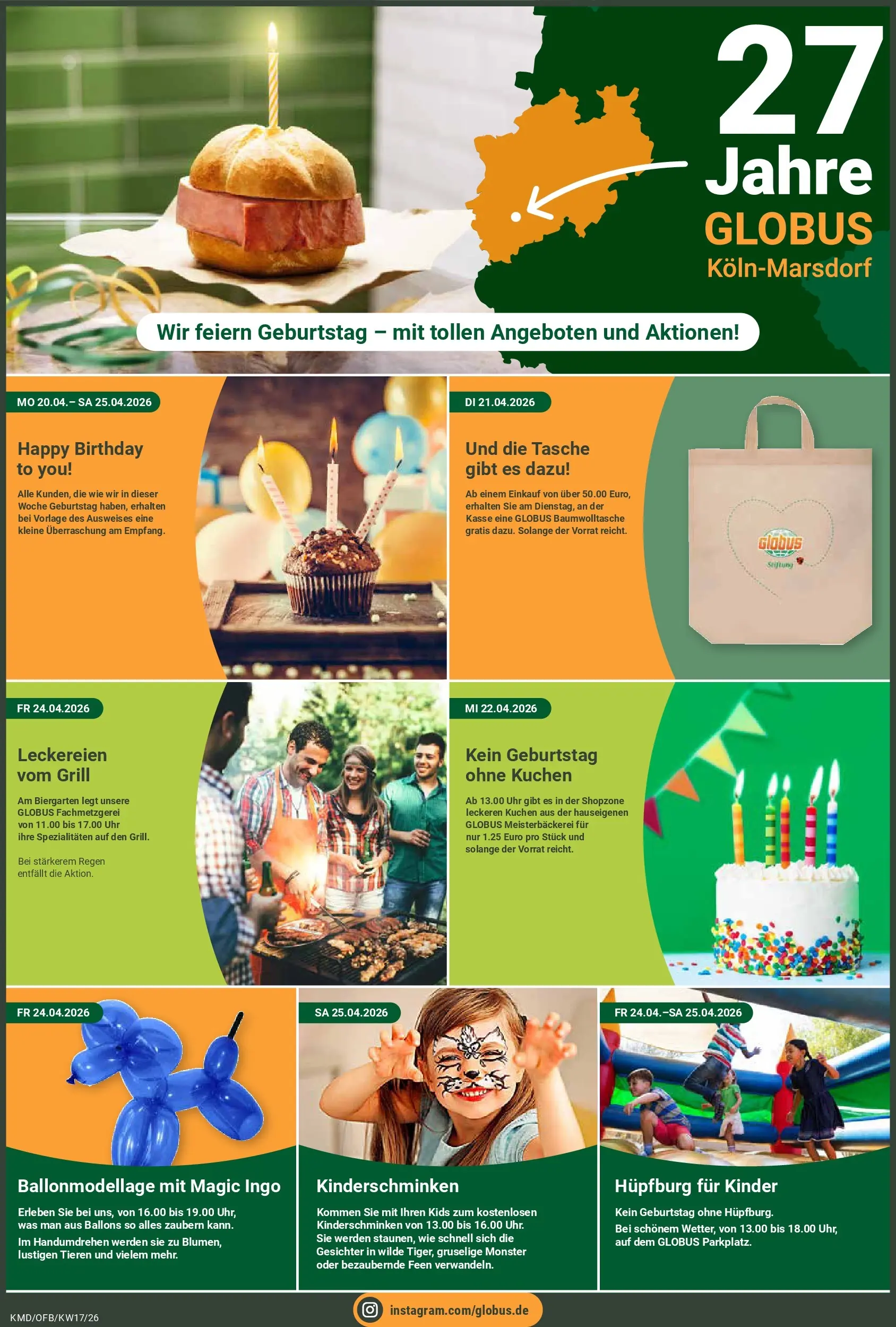 Globus Prospekt Köln	 (ab 20.04.2026) » Angebote online | Seite: 3 | Produkte: Tasche, Grill, Kuchen, Uhr