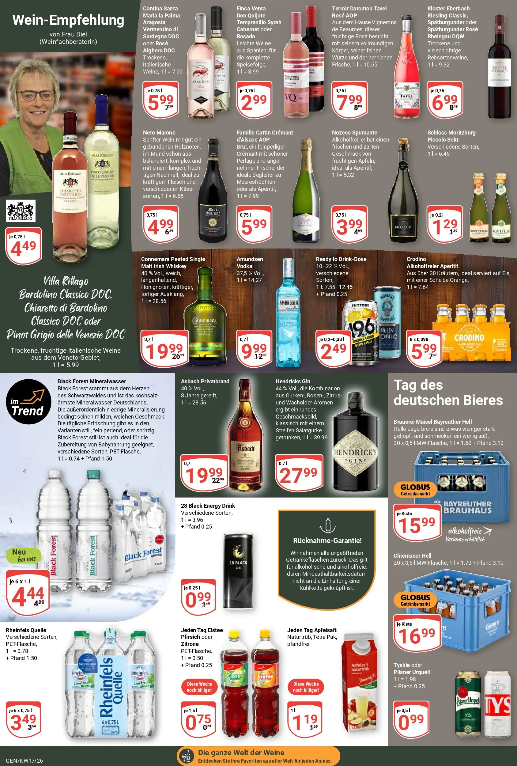 Globus Prospekt Gensingen	 (ab 20.04.2026) » Angebote online | Seite: 15 | Produkte: Tyskie, Apfelsaft, Mineralwasser, Vodka