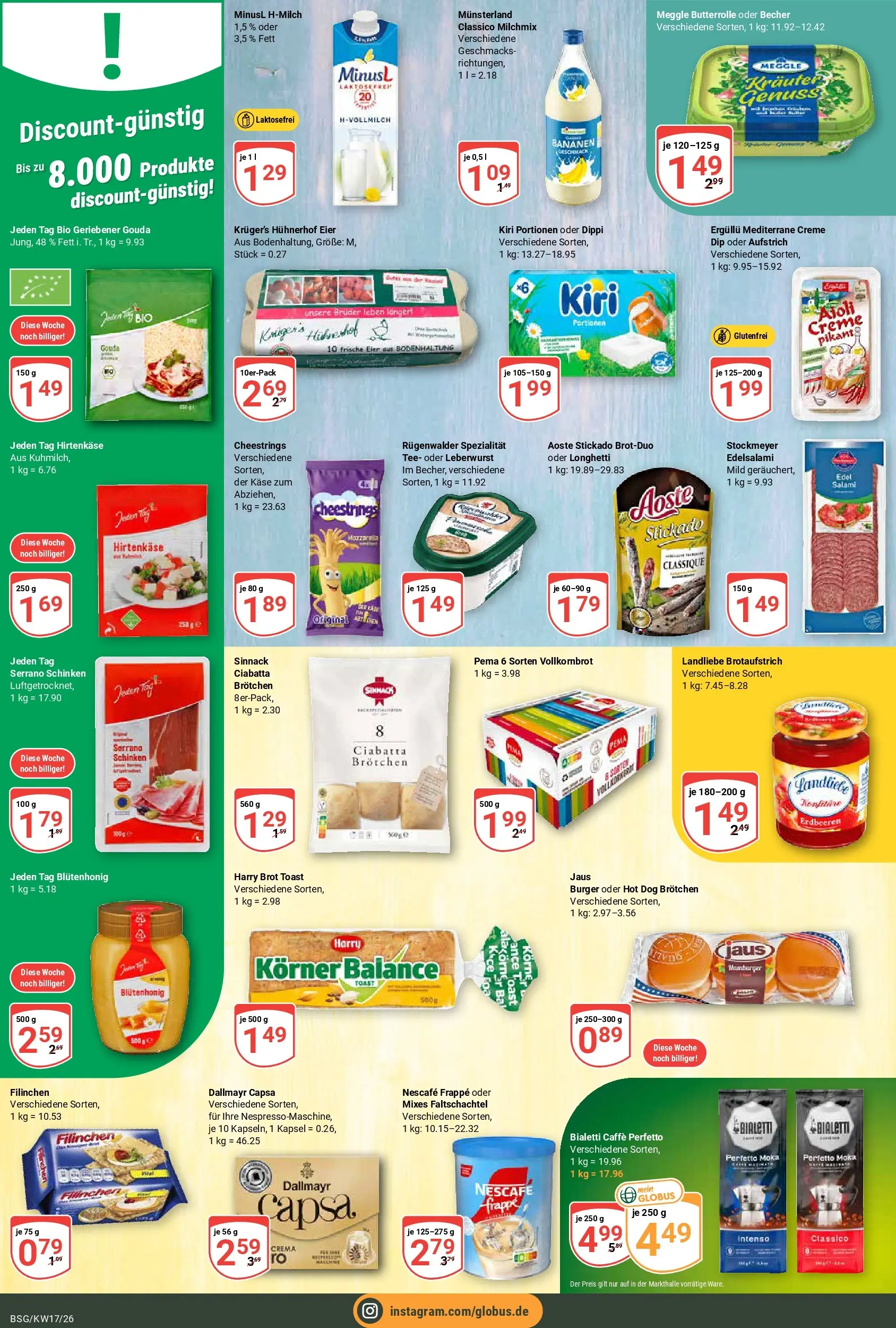 Globus Prospekt Braunschweig	 (ab 20.04.2026) » Angebote online | Seite: 14 | Produkte: Nescafe, Bananen, Brot, Dallmayr capsa