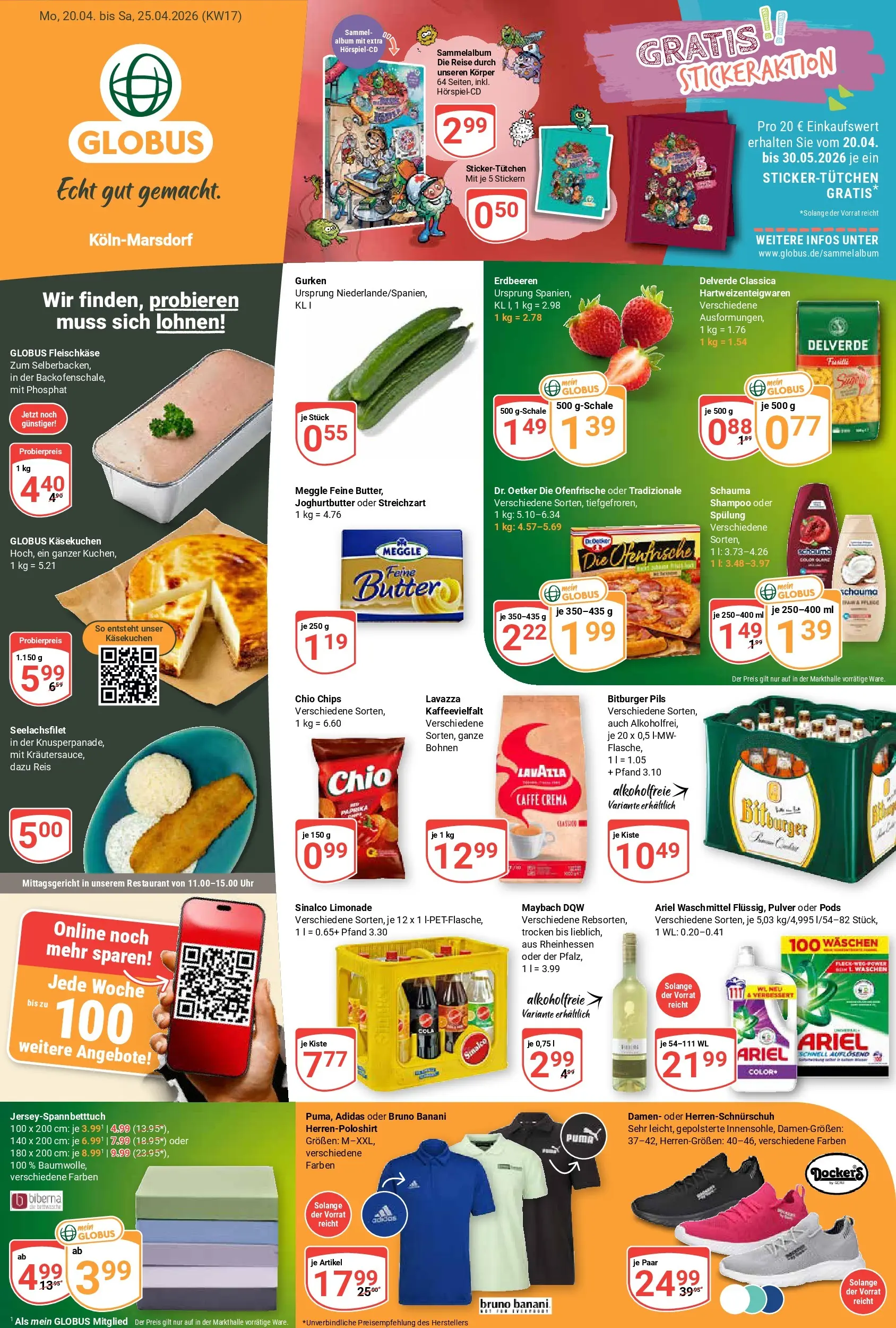 Globus Prospekt Köln	 (ab 20.04.2026) » Angebote online | Seite: 4 | Produkte: Limonade, Erdbeeren, Gurken, Uhr