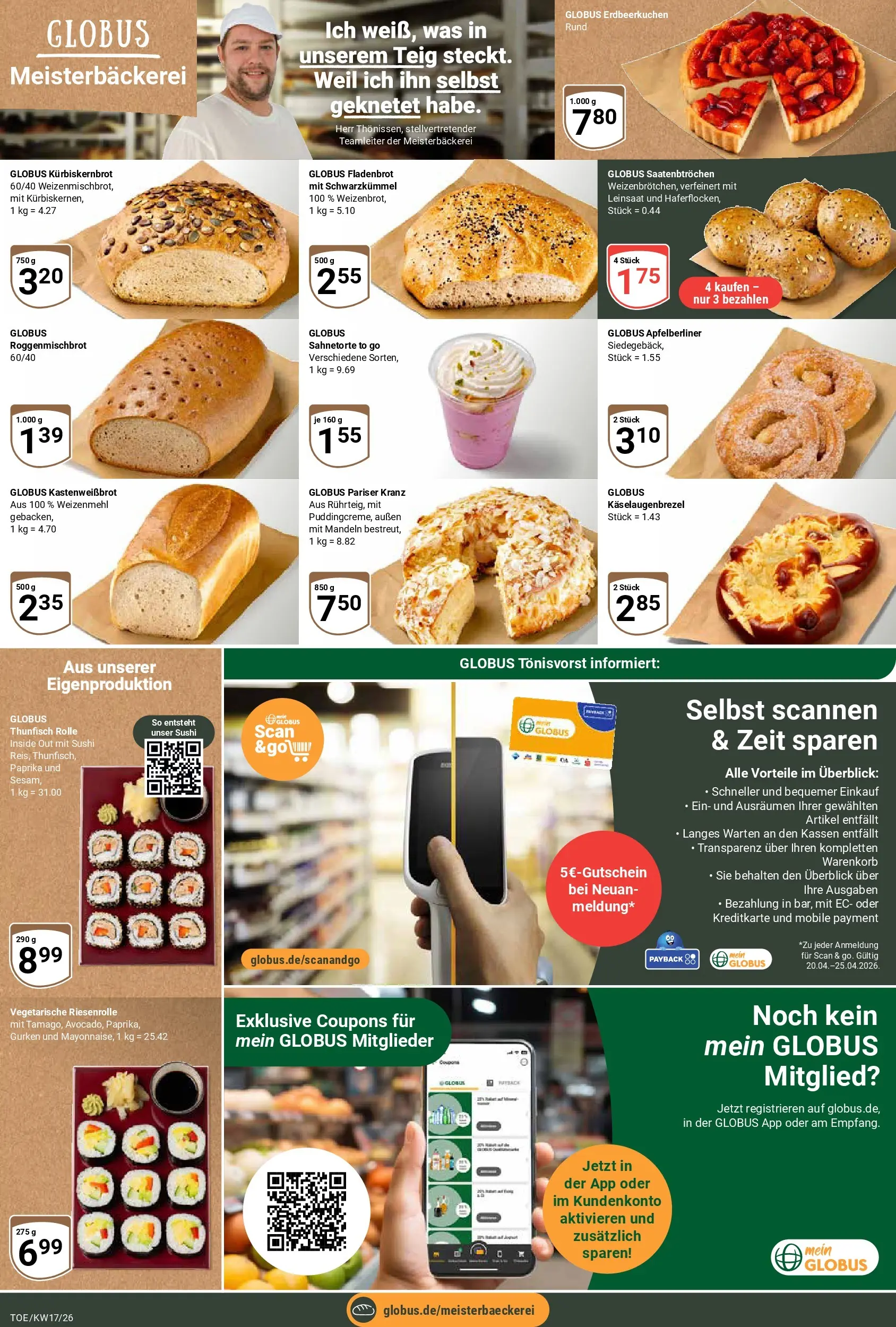 Globus Prospekt Tönisvorst	 (ab 20.04.2026) » Angebote online | Seite: 10 | Produkte: Weizenmehl, Mandeln, Paprika, Gurken