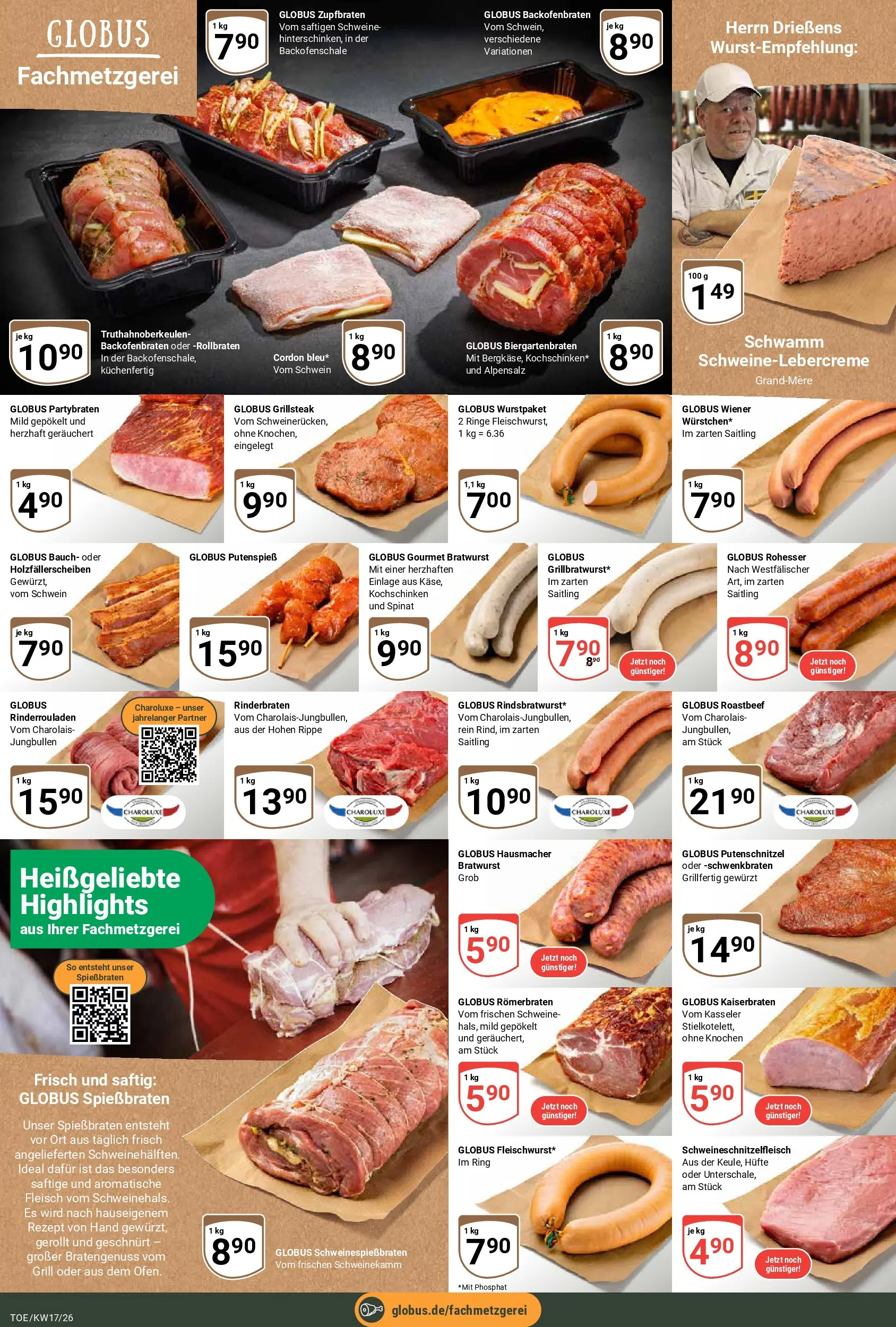 Globus Prospekt Tönisvorst	 (ab 20.04.2026) » Angebote online | Seite: 11 | Produkte: Rinderbraten, Bratwurst, Roastbeef, Fleisch