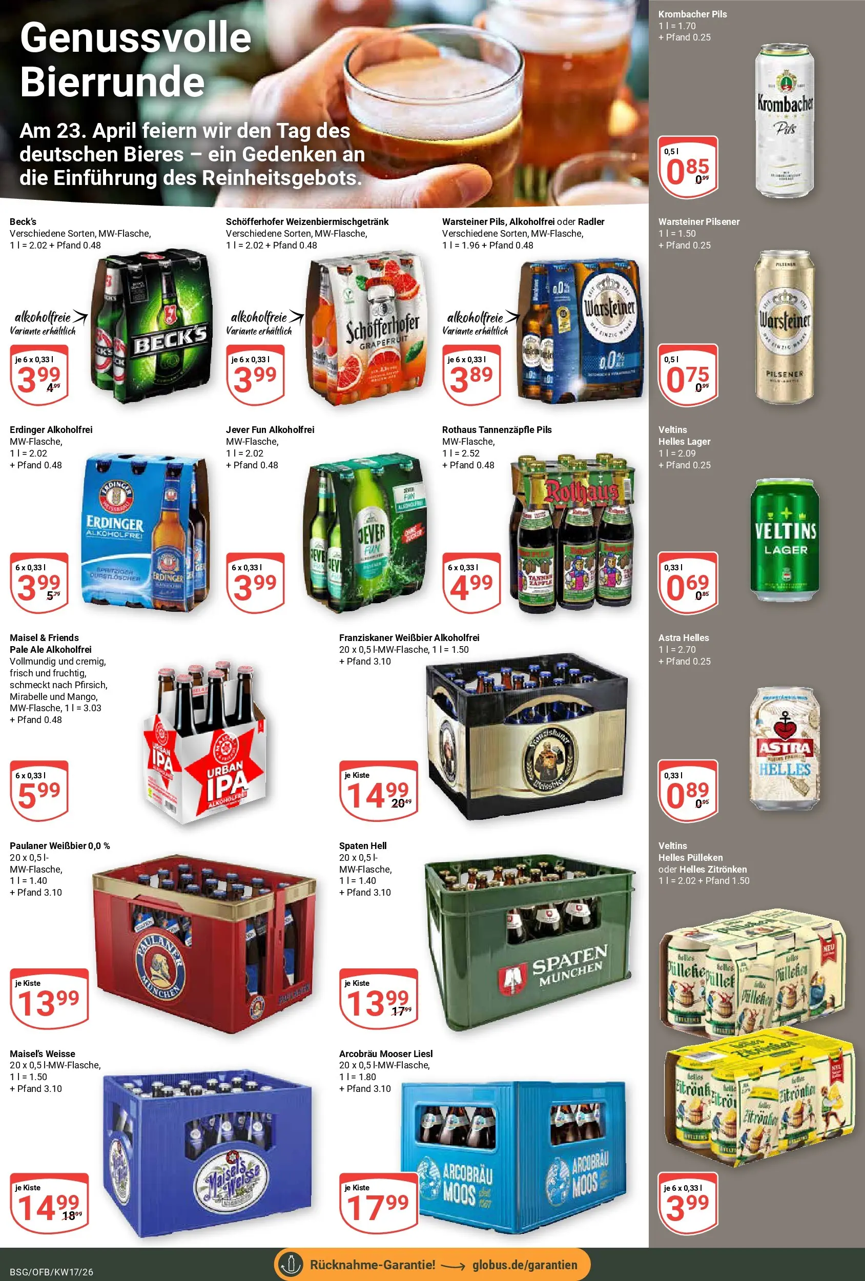 Globus Prospekt Braunschweig	 (ab 20.04.2026) » Angebote online | Seite: 17 | Produkte: Weißbier, Warsteiner, Krombacher, Paulaner
