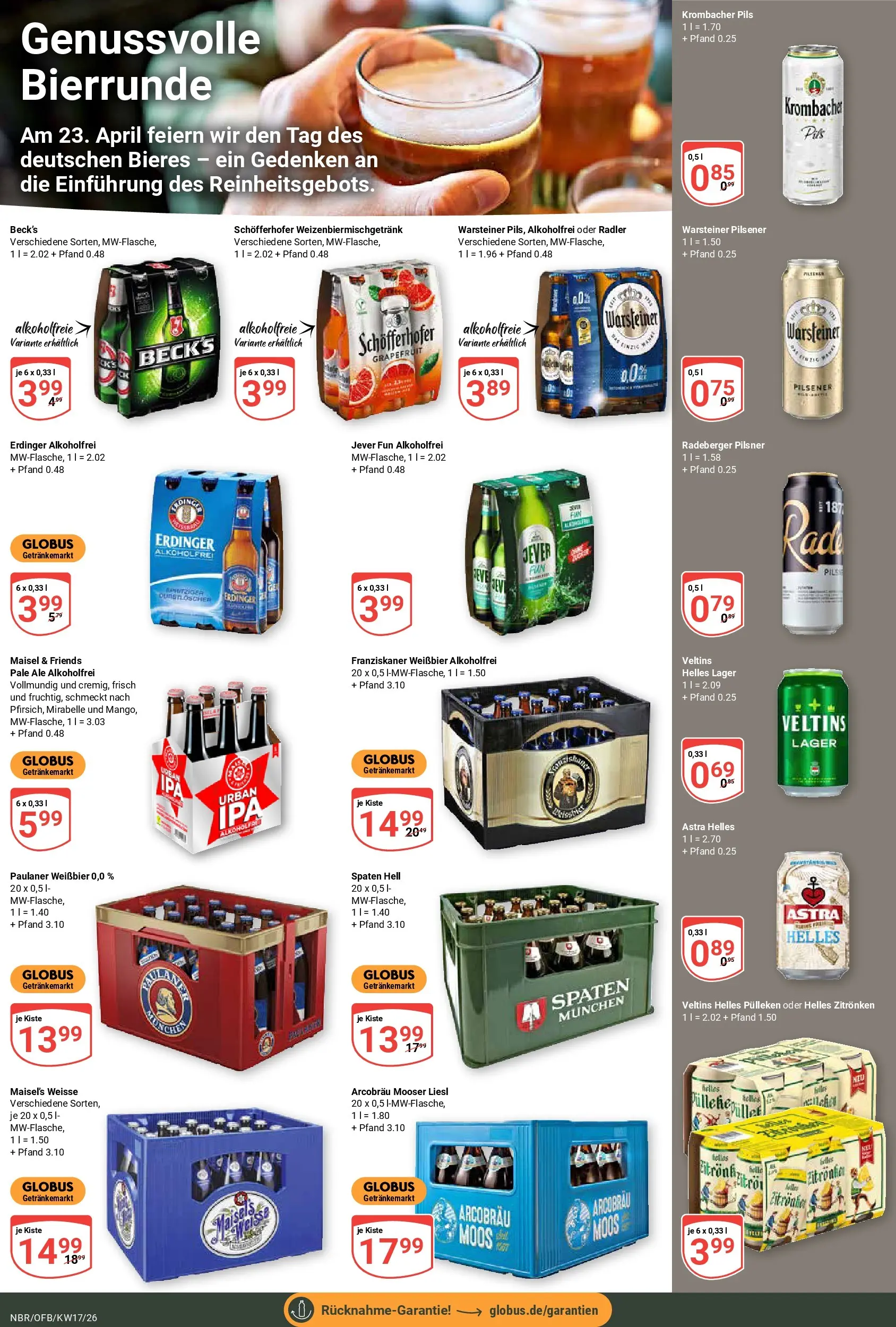Globus Prospekt Neubrandenburg	 (ab 20.04.2026) » Angebote online | Seite: 18 | Produkte: Helles pulleken, Grapefruit, Radler, Veltins