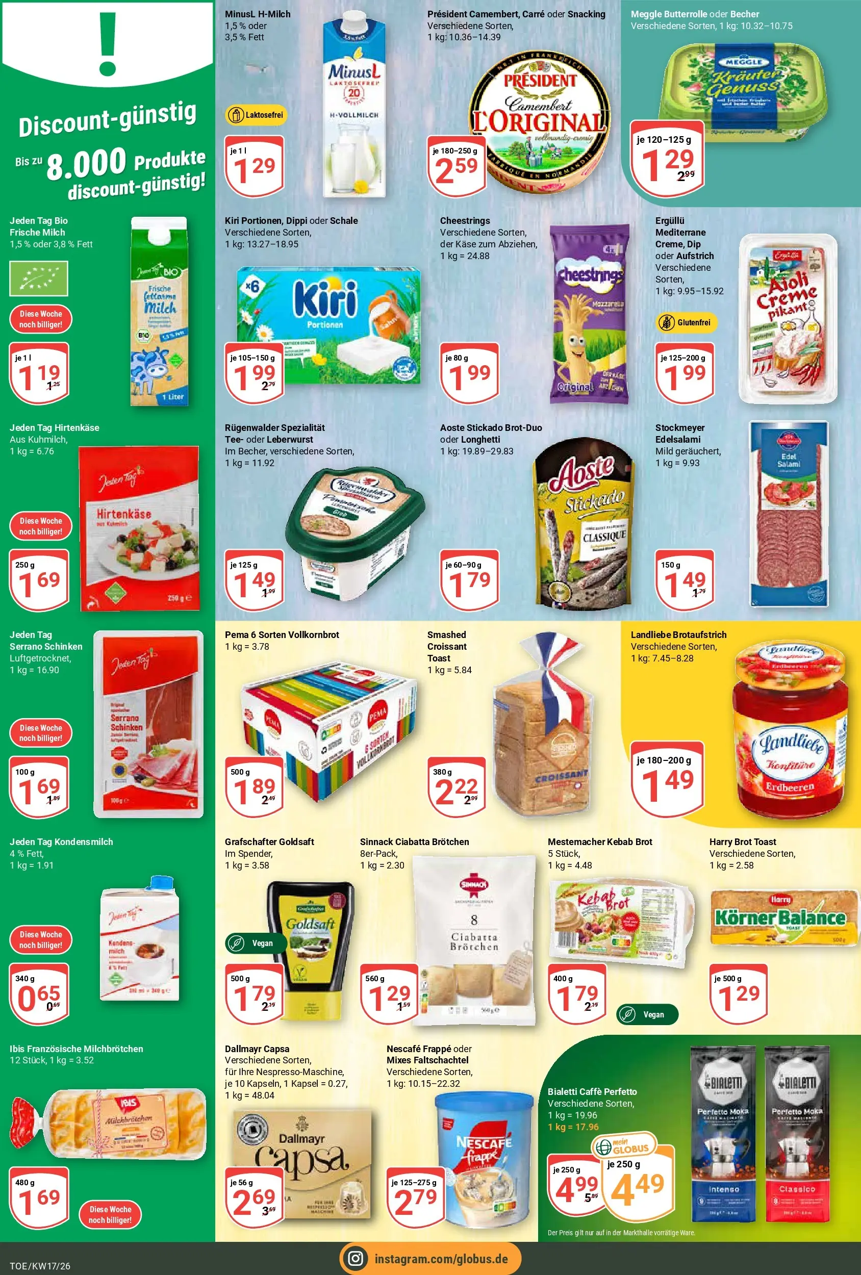 Globus Prospekt Tönisvorst	 (ab 20.04.2026) » Angebote online | Seite: 16 | Produkte: Nescafe, Milch, Vollkornbrot, Salami