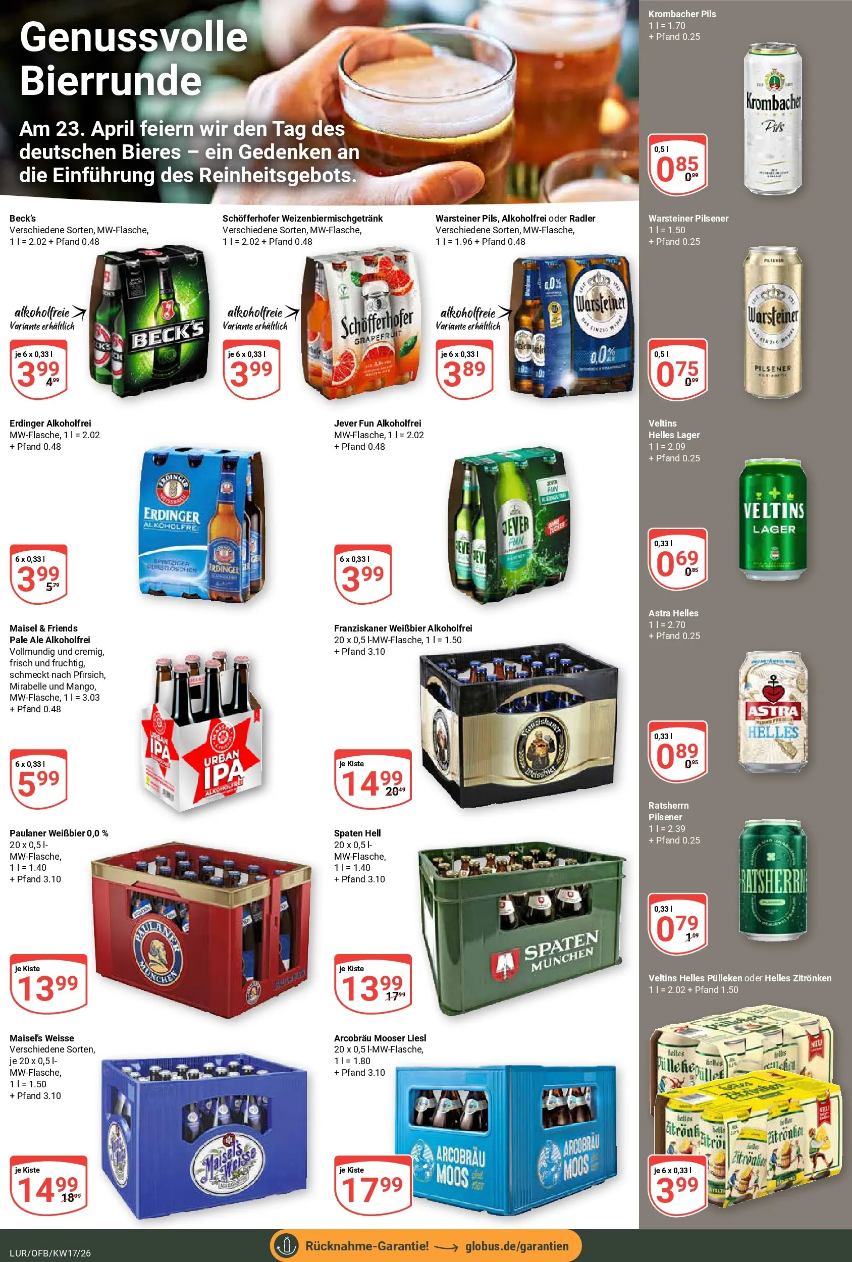 Globus Prospekt Hamburg	 (ab 20.04.2026) » Angebote online | Seite: 18 | Produkte: Erdinger, Grapefruit, Radler, Warsteiner