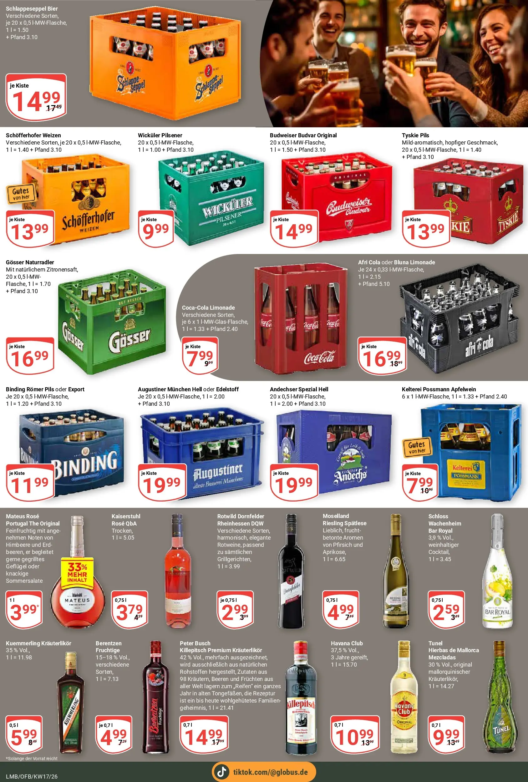 Globus Prospekt Limburg	 (ab 19.04.2026) » Angebote online | Seite: 19 | Produkte: Tyskie, Bier, Pfirsich, Budweiser