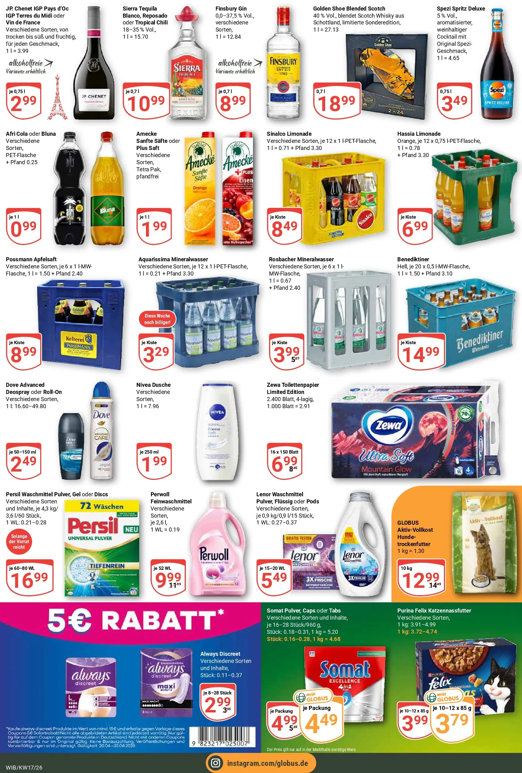 Globus Prospekt Wiesbaden-Nordenstadt	 (ab 20.04.2026) » Angebote online | Seite: 3 | Produkte: Zewa, Limonade, Apfelsaft, Tequila