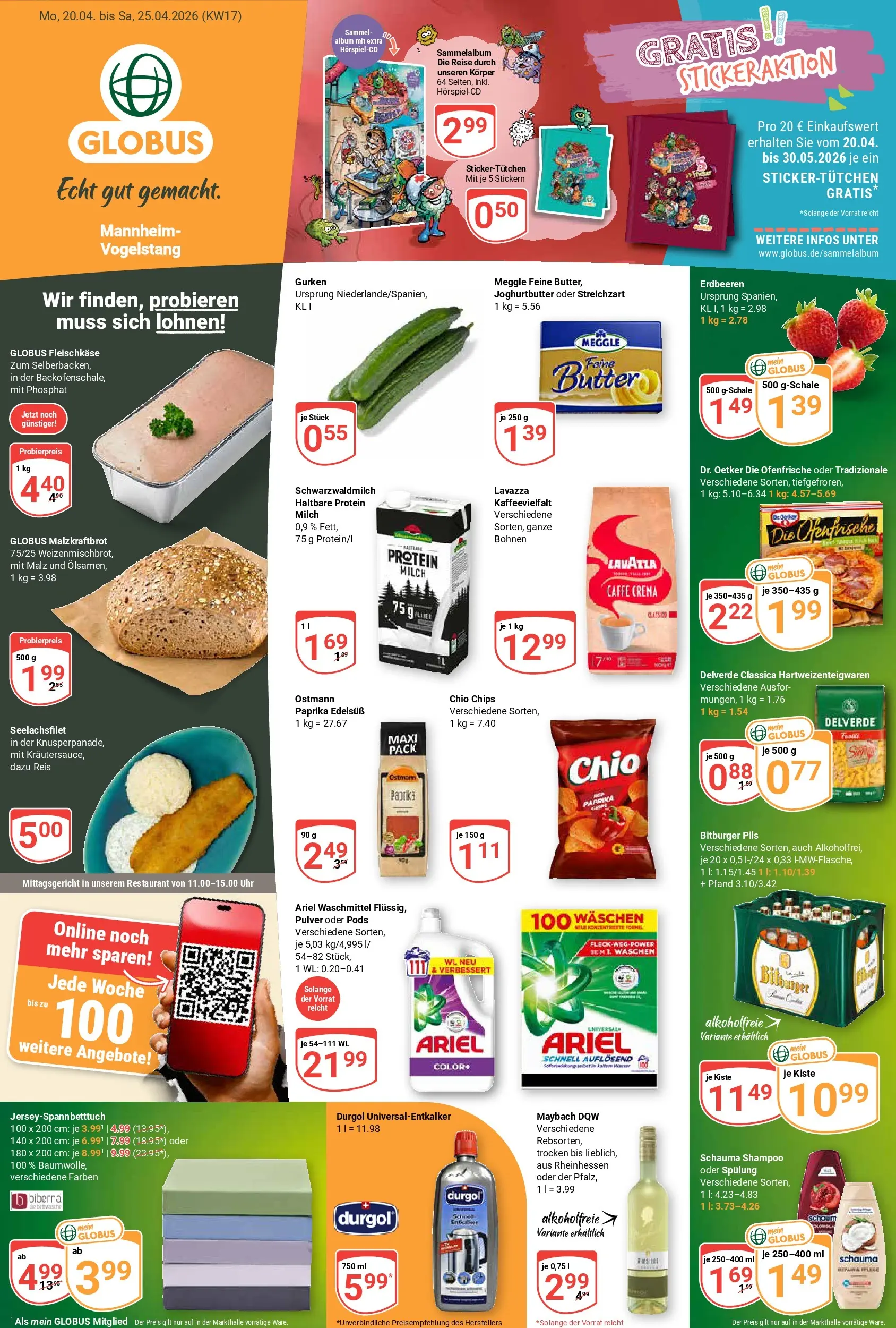 Globus Prospekt Mannheim	 (ab 20.04.2026) » Angebote online | Seite: 1 | Produkte: Lavazza, Butter, Spülung, Waschmittel
