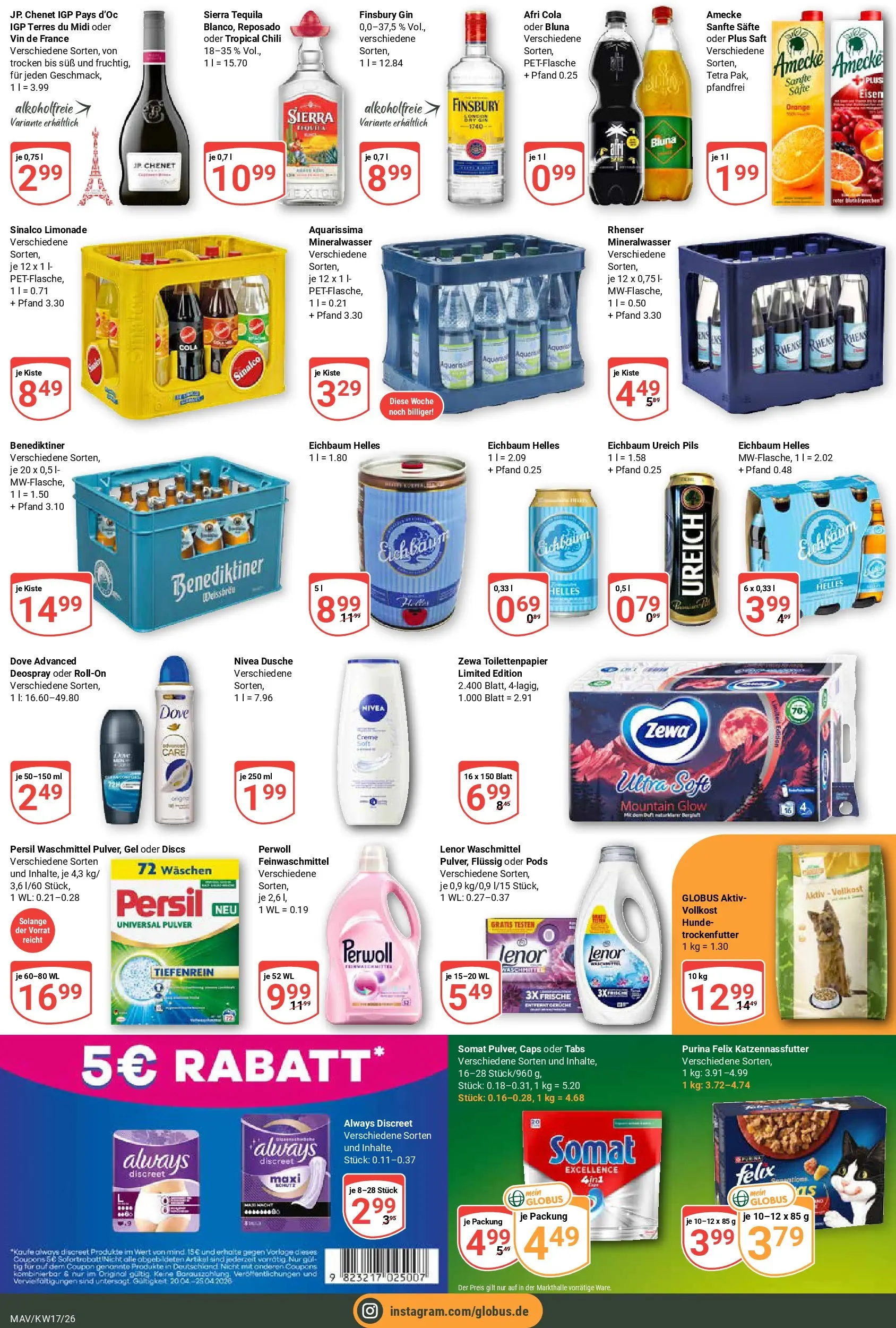 Globus Prospekt Mannheim	 (ab 20.04.2026) » Angebote online | Seite: 3 | Produkte: Sinalco, Perwoll, Tequila, Persil