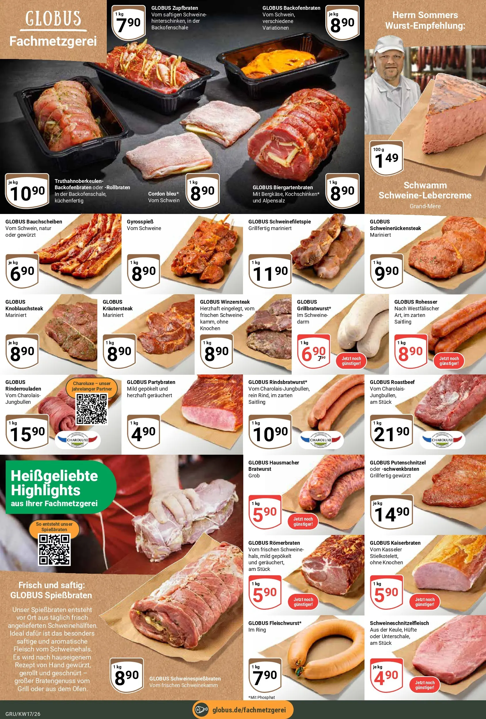 Globus Prospekt Grünstadt	 (ab 20.04.2026) » Angebote online | Seite: 9 | Produkte: Rinderrouladen, Bratwurst, Roastbeef, Putenschnitzel