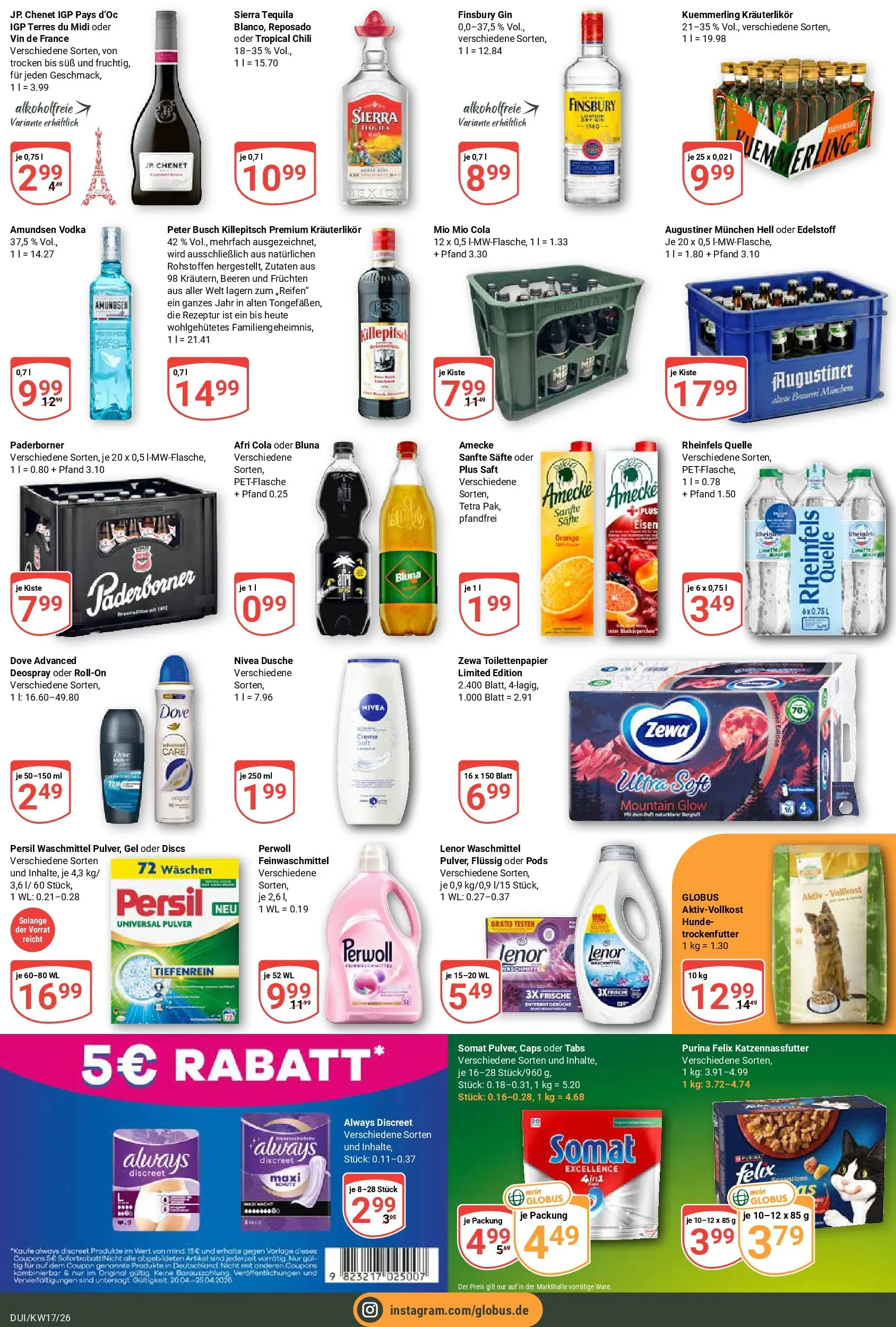 Globus Prospekt Duisburg	 (ab 20.04.2026) » Angebote online | Seite: 3 | Produkte: Tequila, Kuemmerling, Deospray, Toilettenpapier