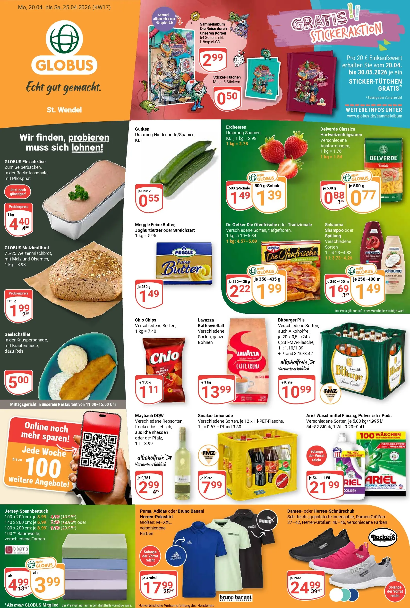 Globus Prospekt St. Wendel	 (ab 20.04.2026) » Angebote online | Seite: 1 | Produkte: Sinalco, Lavazza, Spülung, Reis